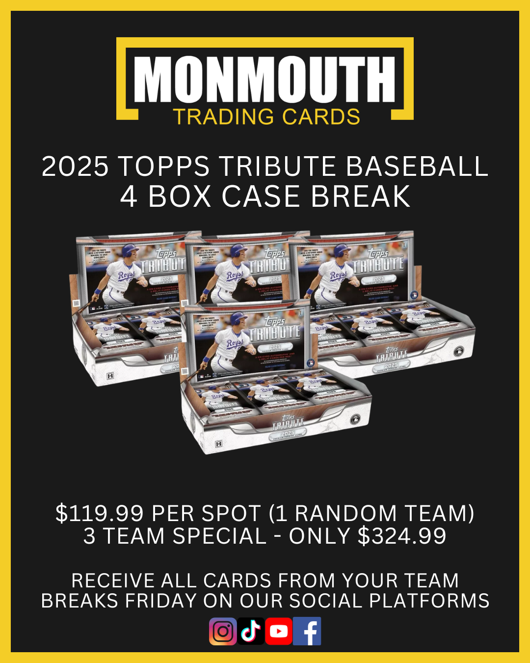 2025 Topps Tribute Baseball 4-Box Random Team Case Break