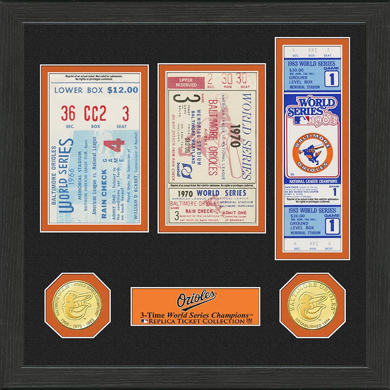 Highland Mint Baltimore Orioles World Series Ticket Collection Bronze Coin Frame