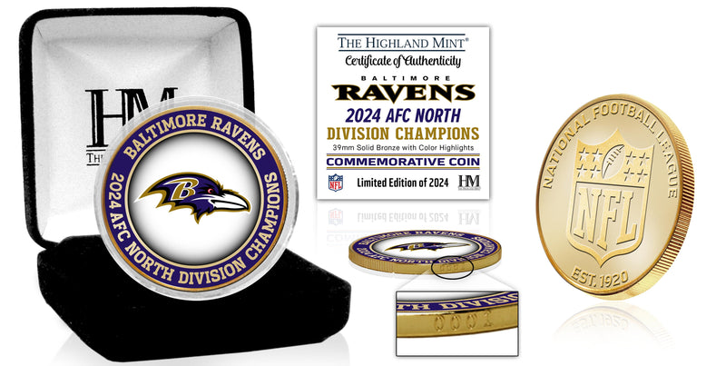 Highland Mint Baltimore Ravens 2024 AFC North Division Champions Bronze Coin - Limited Edition /2024