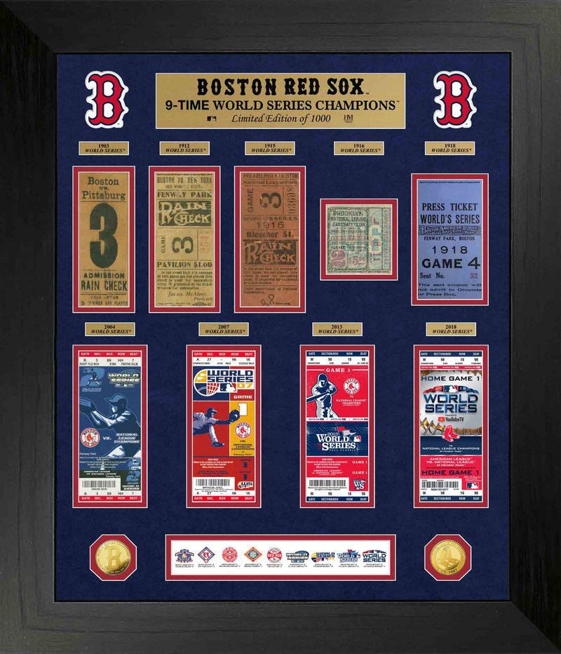 Highland Mint Boston Red Sox 9-Time World Series Champions Gold Coin & Ticket Collection - Limited Edition /1000