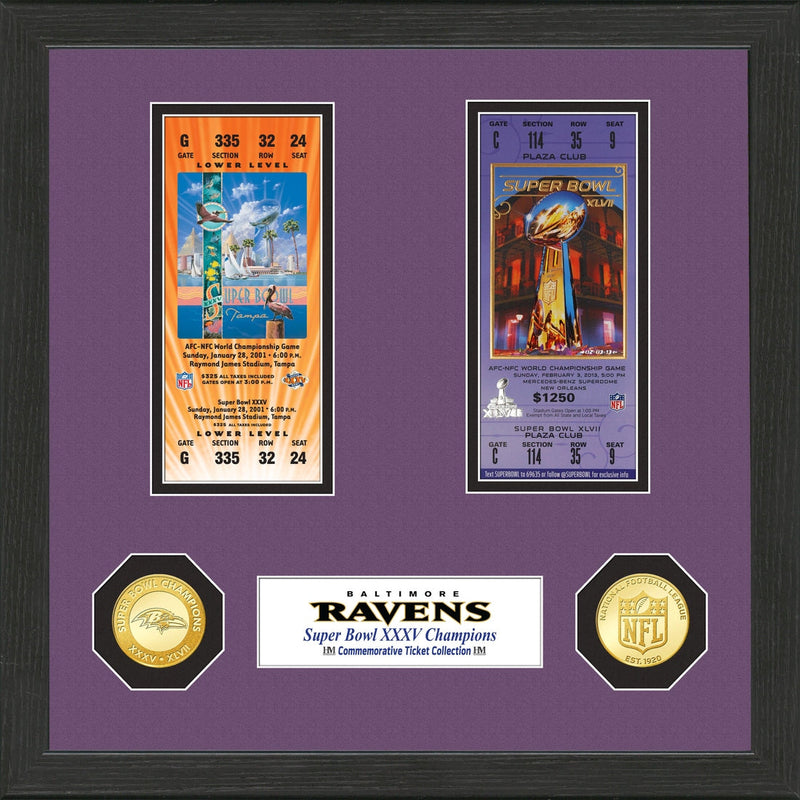 Highland Mint Baltimore Ravens 2-Time Super Bowl Championship Ticket Collection