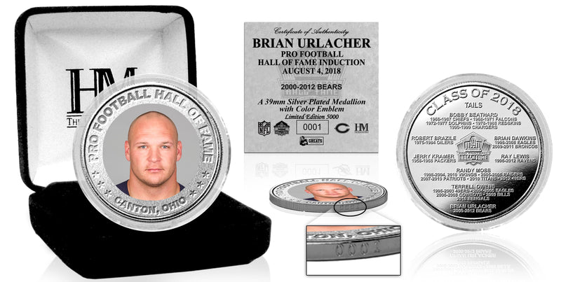 Highland Mint Brian Urlacher 2018 Pro Football HOF Induction Silver Color Coin - Limited Edition /5,000