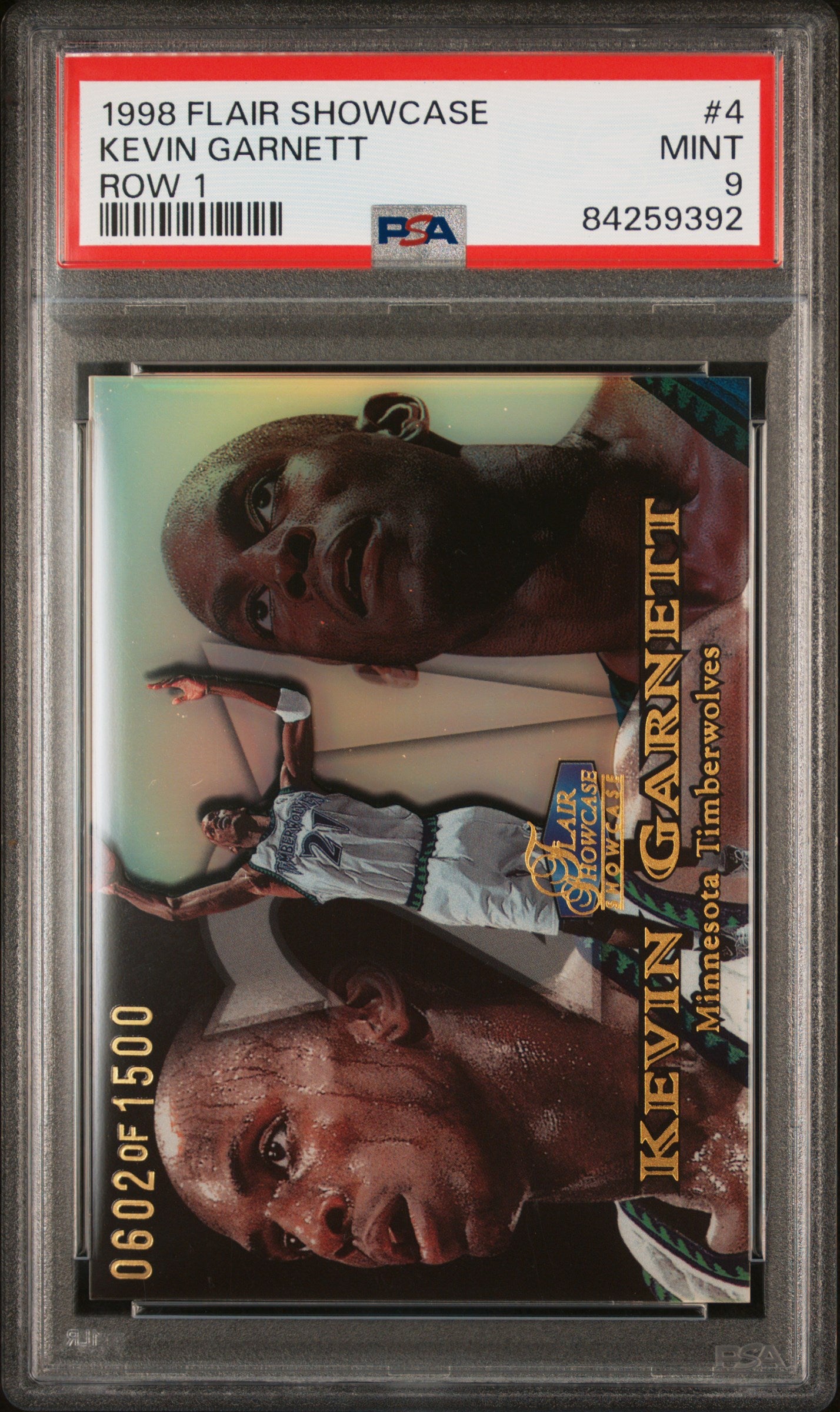 1998 Flair Showcase Row 1 Kevin Garnett #4 /1500 PSA 9