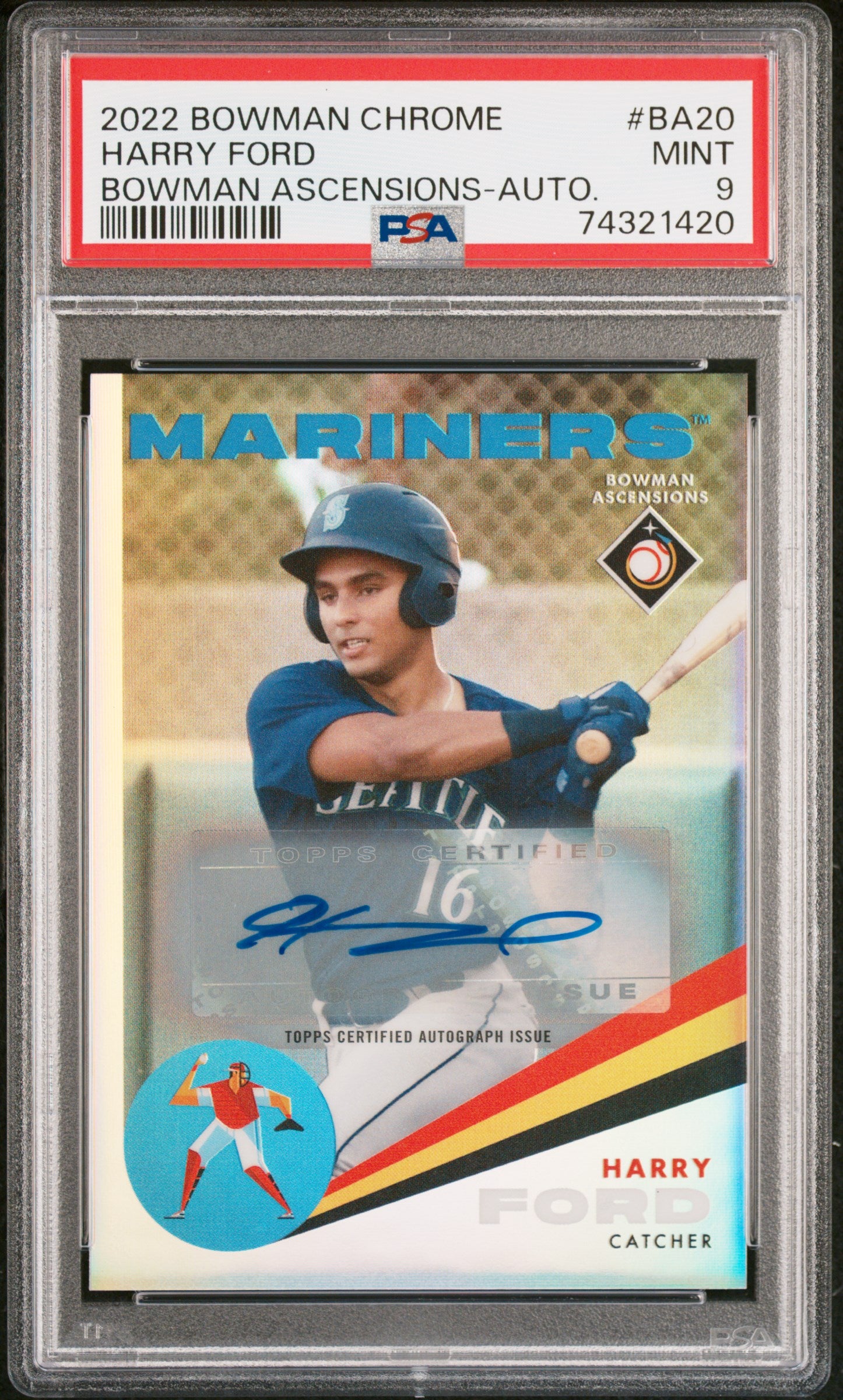 2022 Bowman Chrome Bowman Ascensions #BA20 Harry Ford Autograph PSA 9