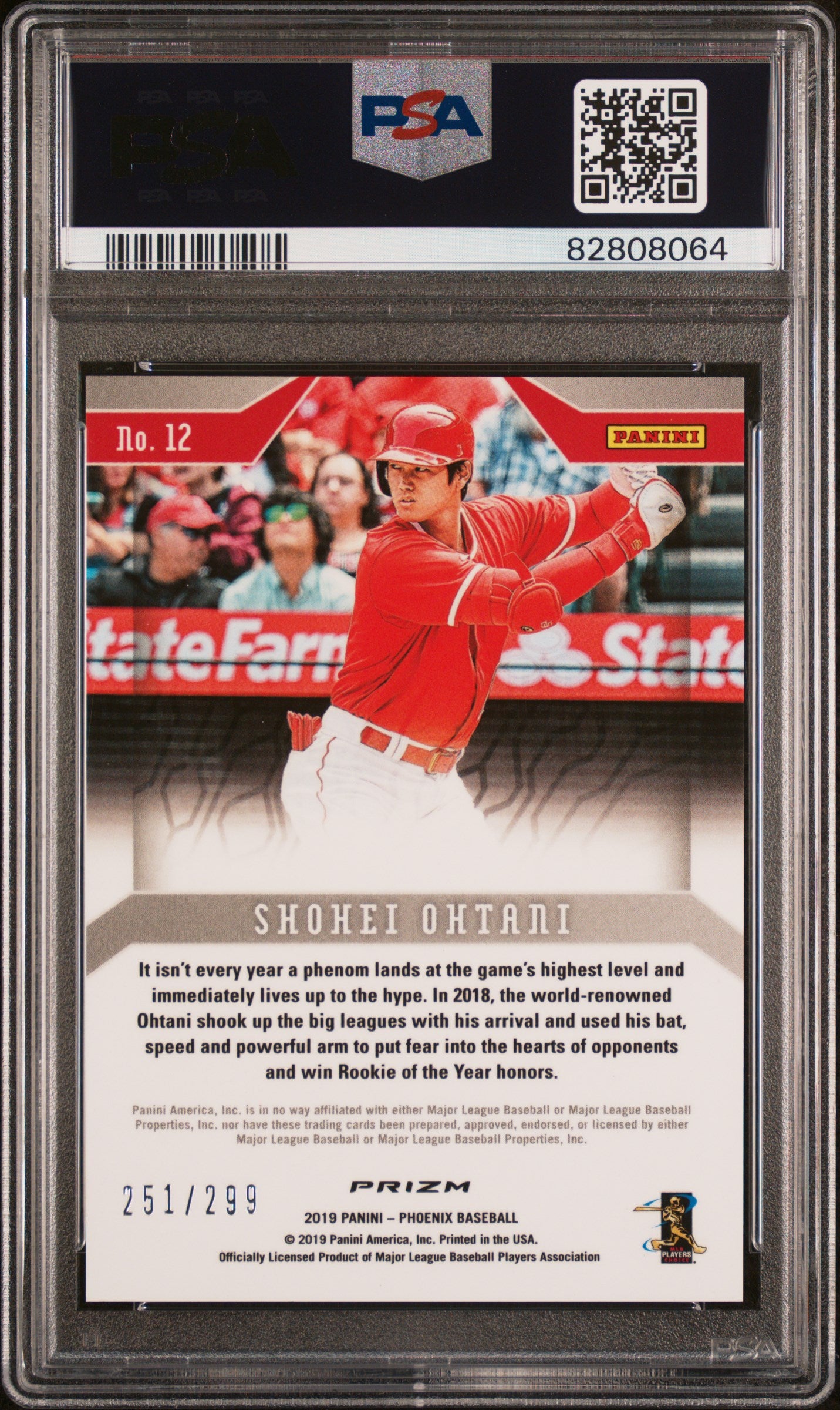 2019 Panini Phoenix Hyper Shohei Ohtani #12 /299 PSA 10