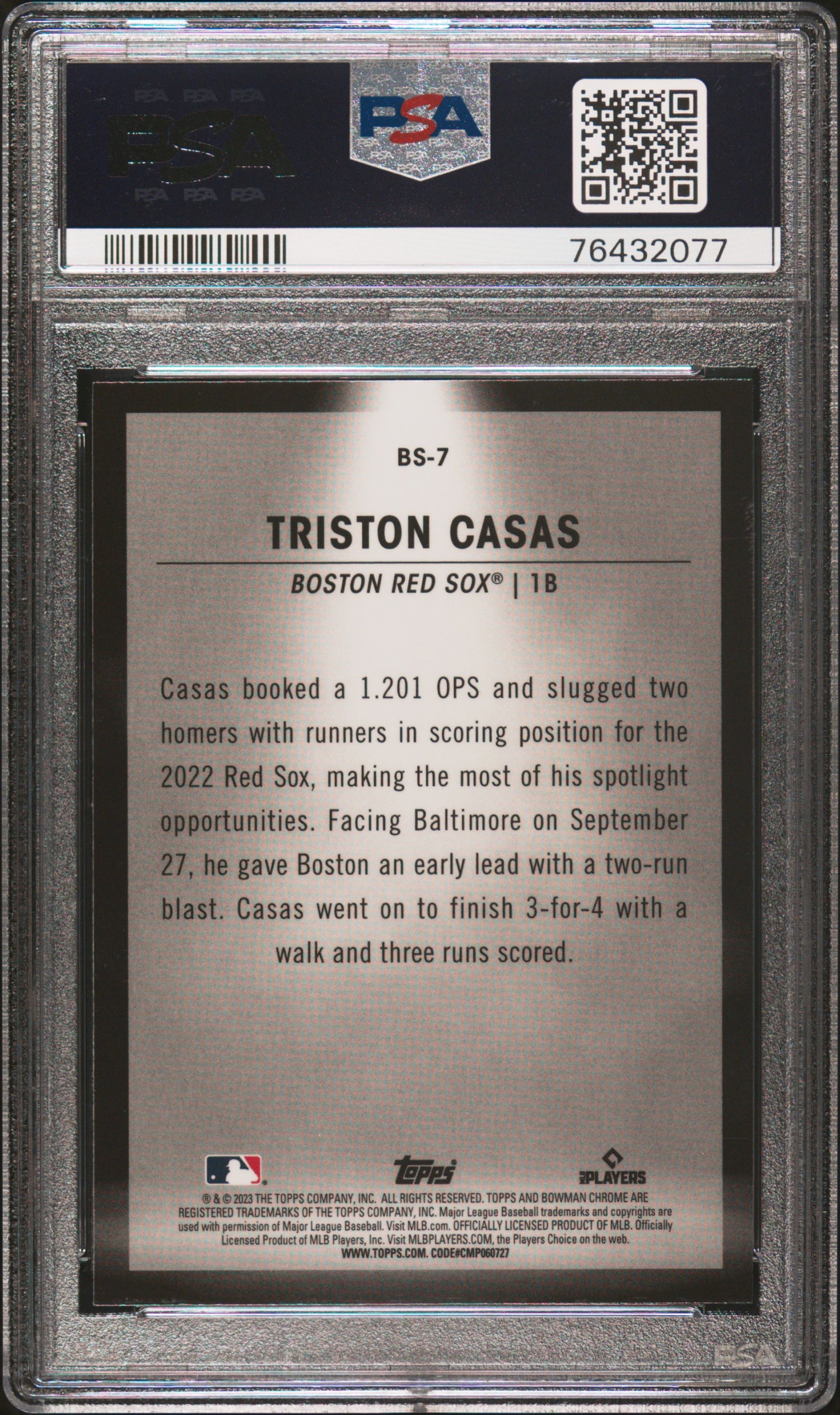 2023 Bowman Chrome Spotlights Triston Casas #BS7 PSA 10