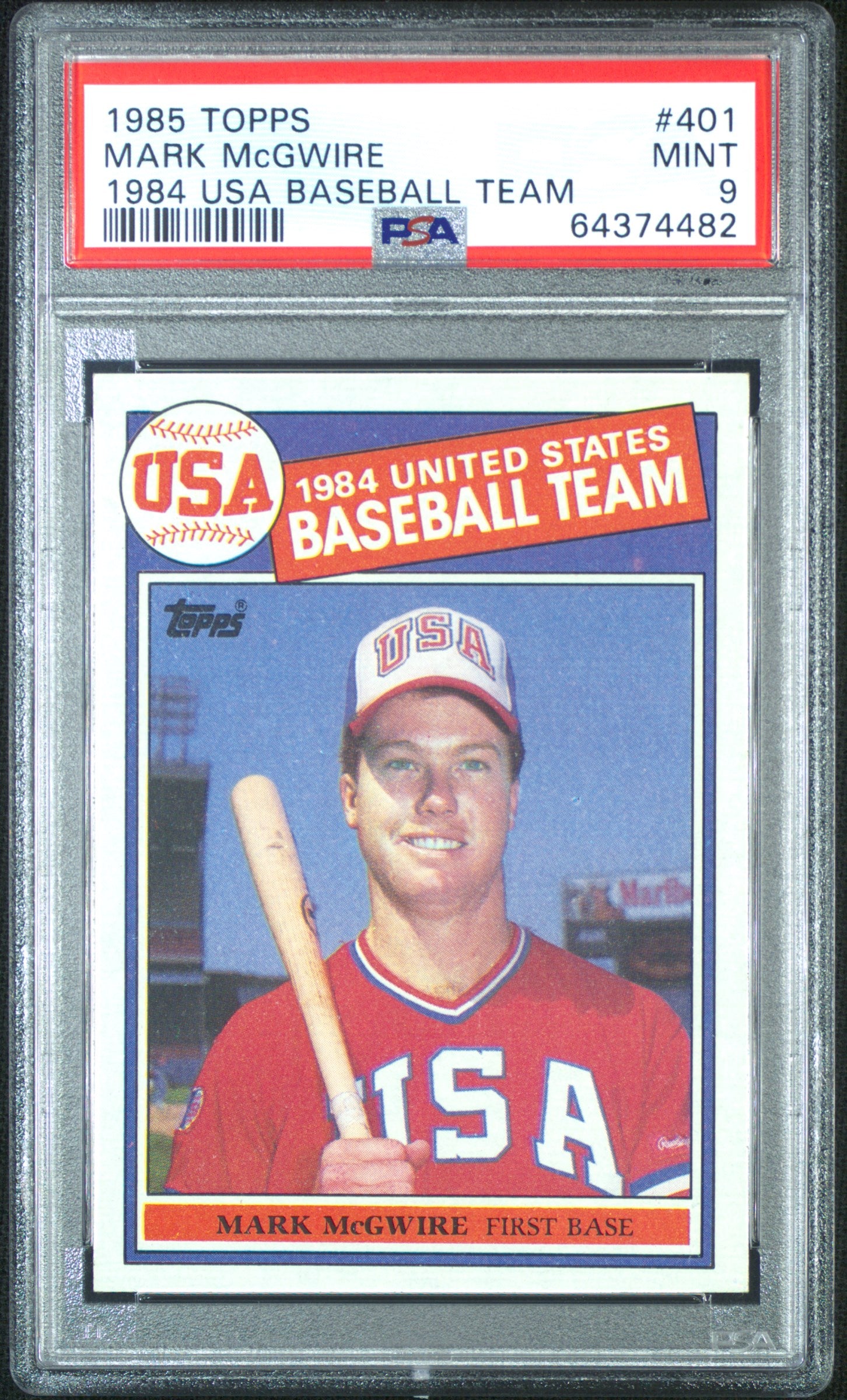 1985 Topps '84 USA Baseball Team Mark Mcgwire #401 PSA 9