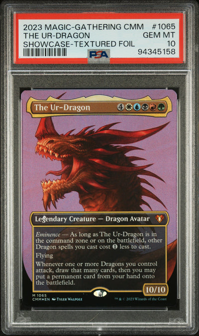 2023 Magic the Gathering Commander Masters Showcase-Textured Foil the Ur-Dragon #1065 PSA 10