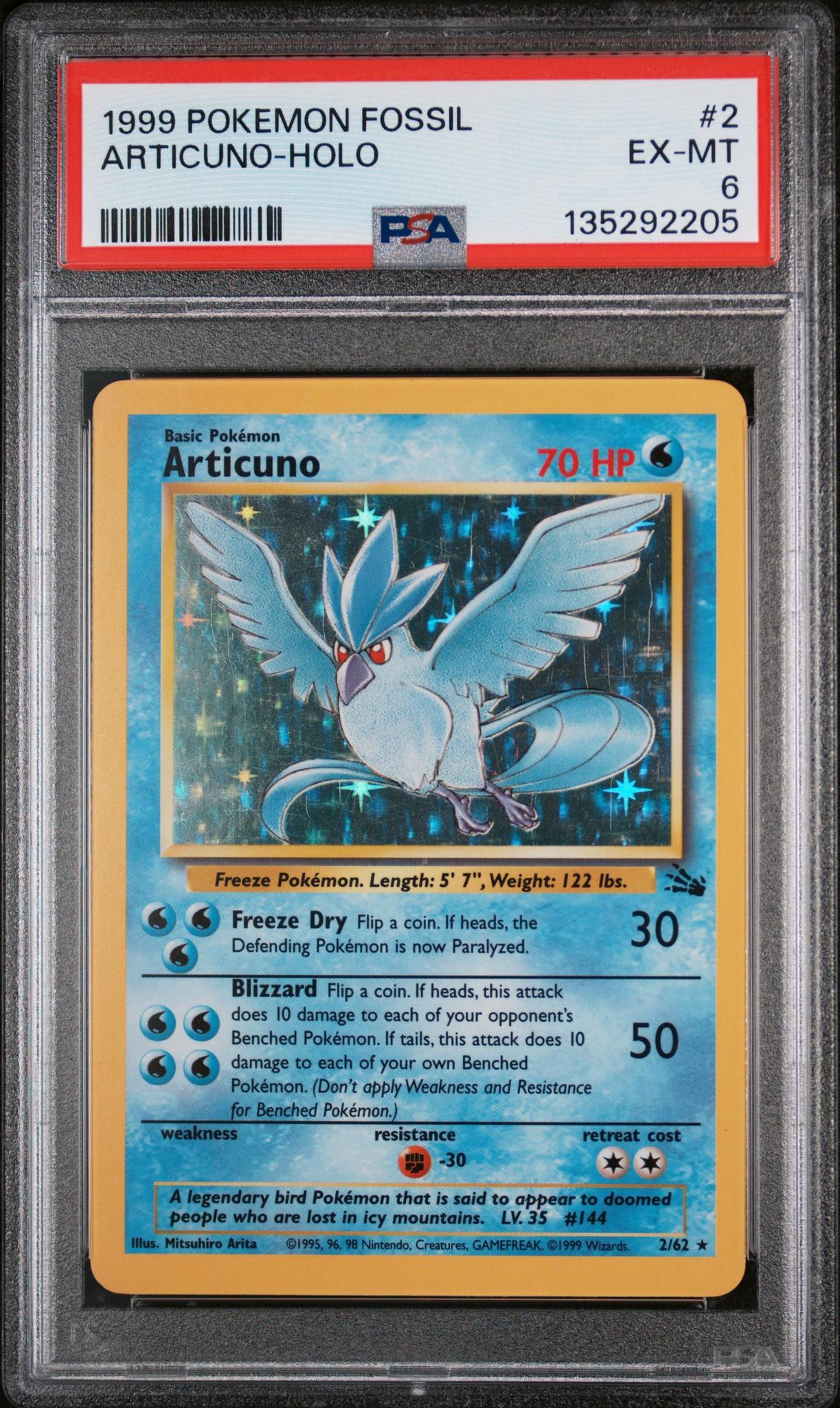 1999 Pokemon Fossil Holo Articuno #2 PSA 6