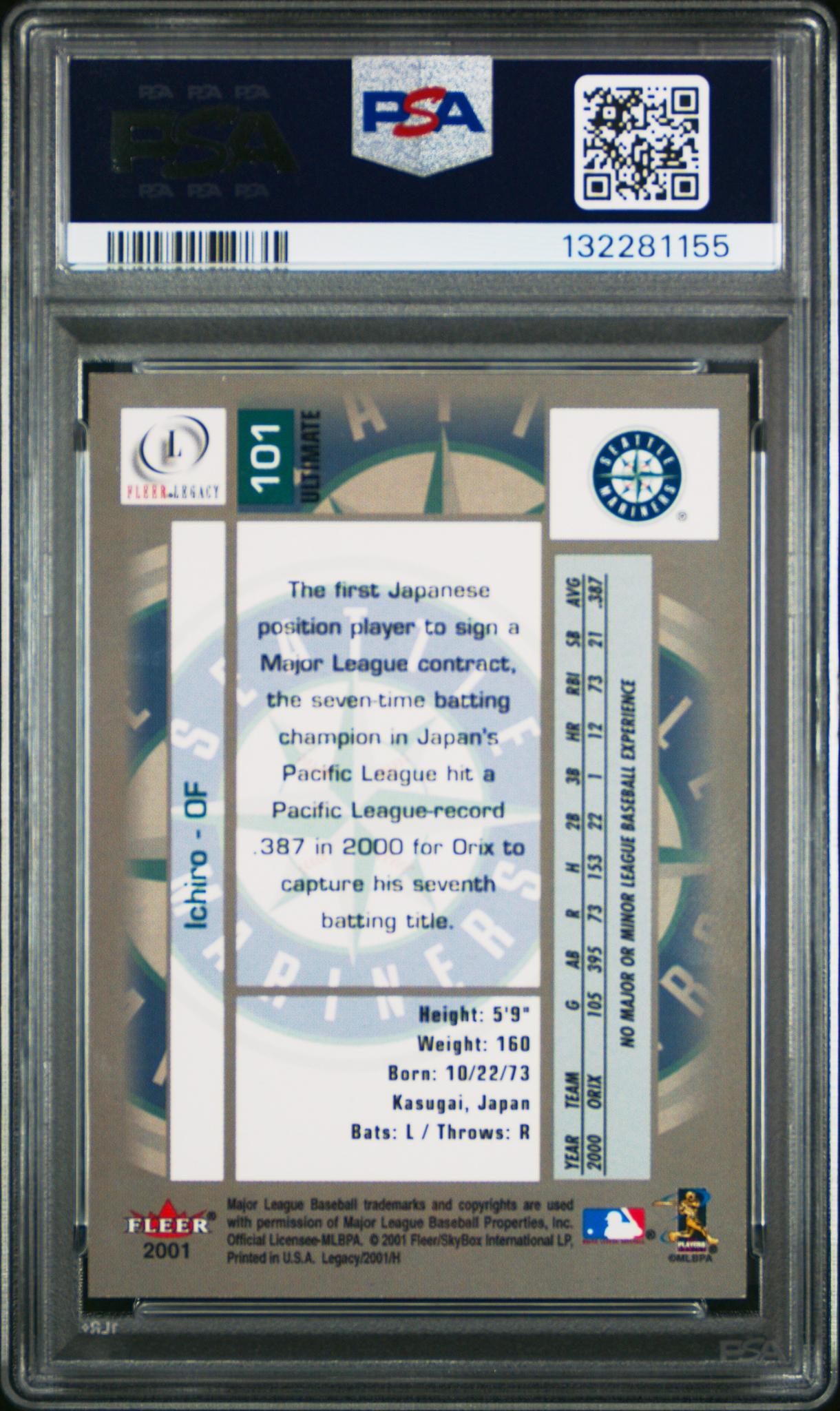 2001 Fleer Legacy Ultimate Legacy Ichiro #101 /250 PSA 9