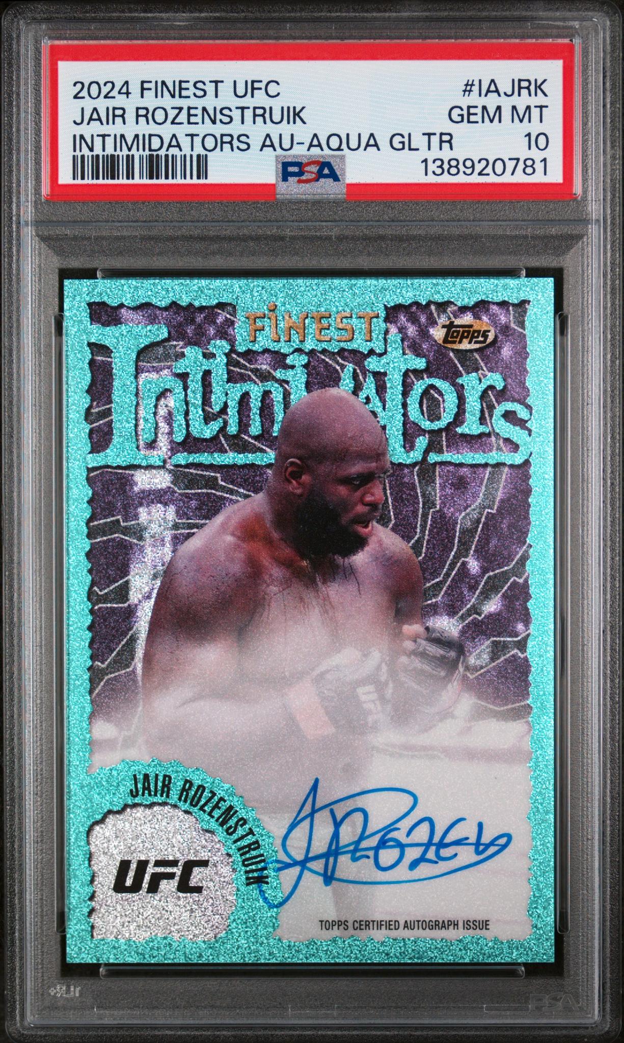 2024 Topps Finest UFC Intimidators Autographs Aqua Glitter Jair Rozenstruik #IAJRK PSA 10 138920781