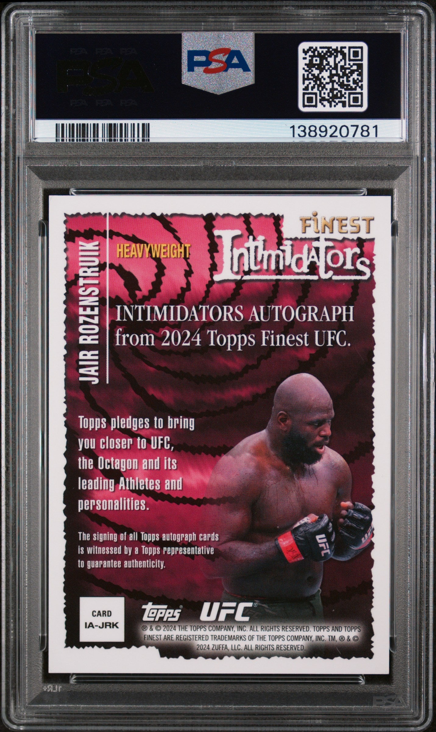 2024 Topps Finest UFC Intimidators Autographs Aqua Glitter Jair Rozenstruik #IAJRK PSA 10 138920781