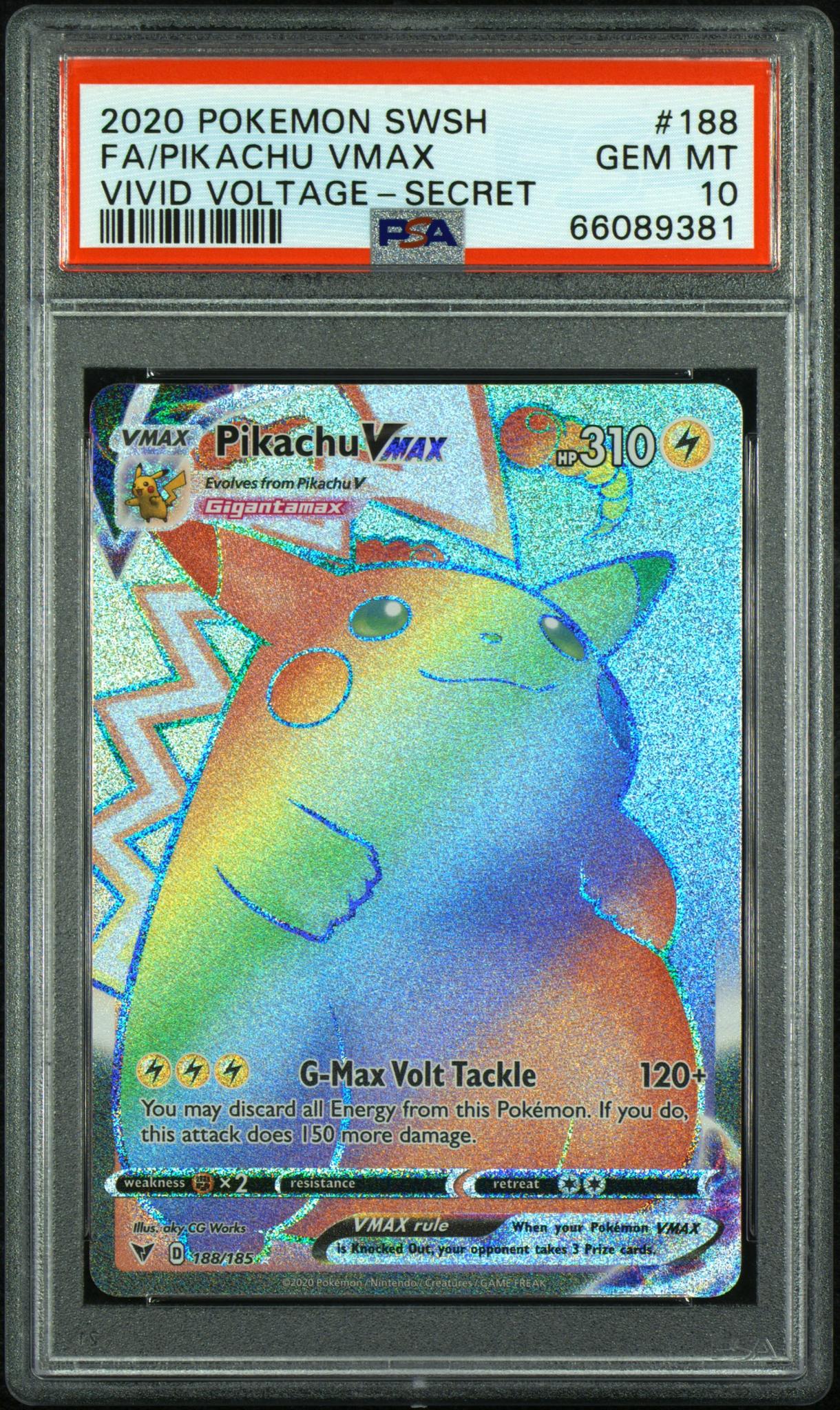 2020 Pokemon Sword and Shield Vivid Voltage Secret Rare Pikachu Vmax #188 PSA 10
