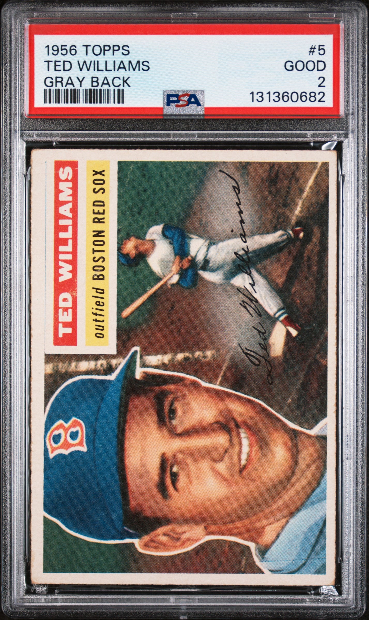 1956 Topps Gray Back Ted Williams #5A PSA 2