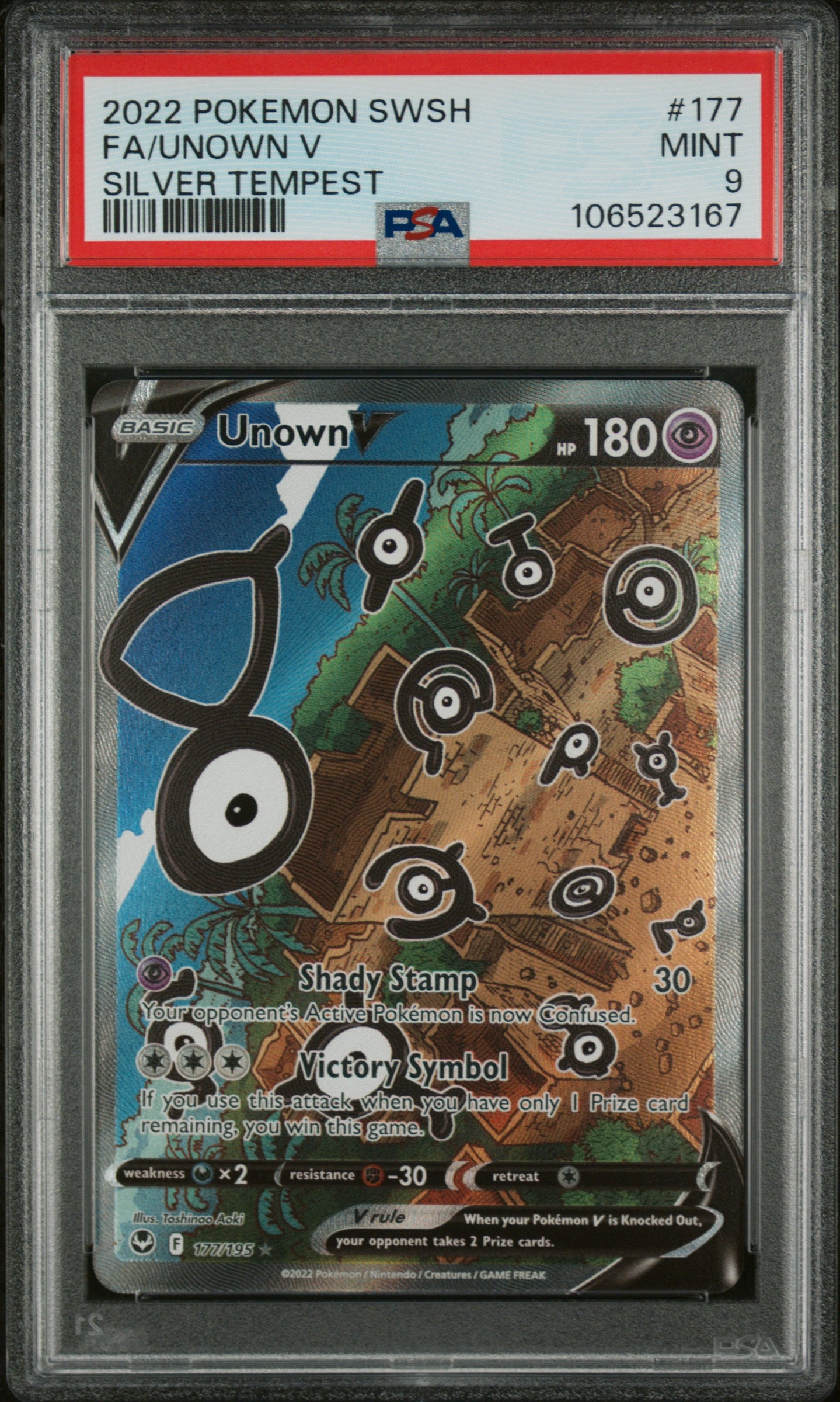 2022 Pokemon Sword and Shield Silver Tempest Unown V #177 PSA 9