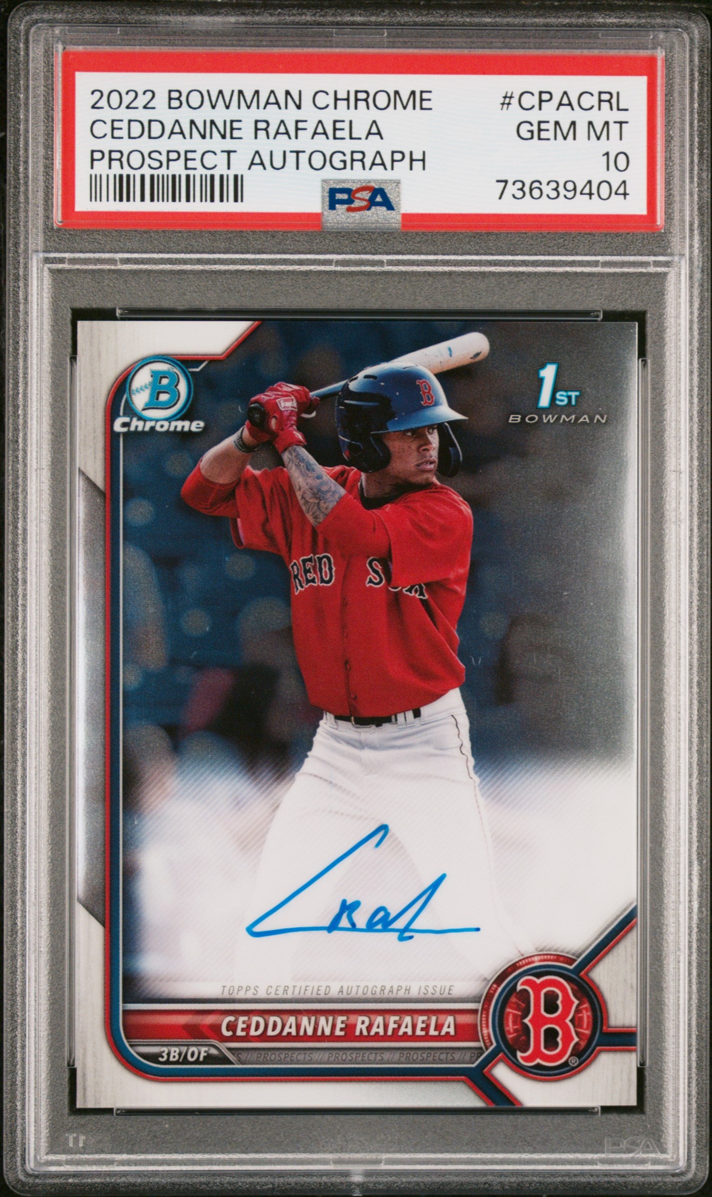 2022 Bowman Chrome Prospect Autograph Ceddanne Rafaela #CPACRL PSA 10