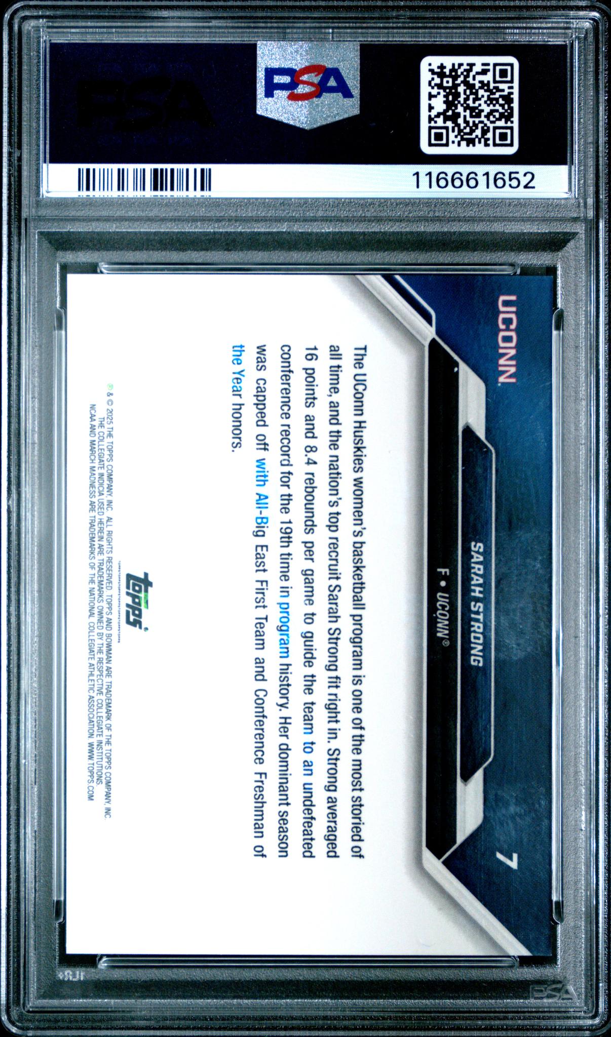 2025 Bowman U Now March Madness Sarah Strong #7 PSA 10