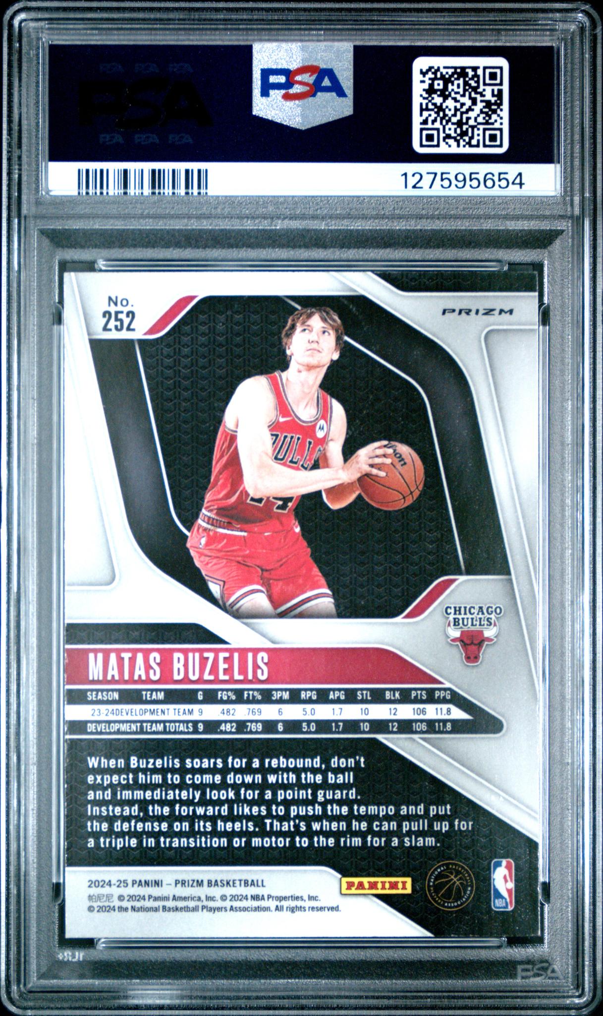 2024 Panini Prizm Silver Prizm Matas Buzelis #252 PSA 9