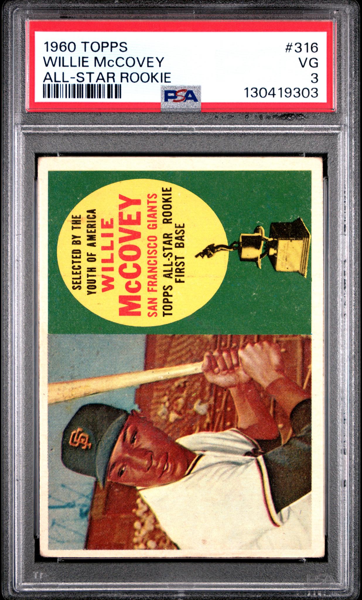 1960 Topps All Star Rookie Willie Mccovey #316 PSA 3