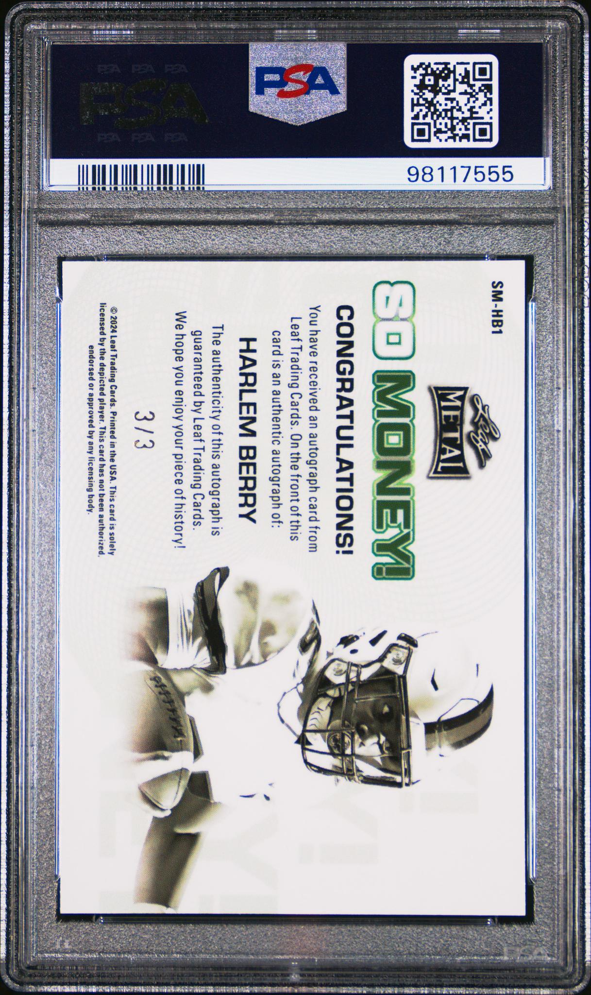 2024 Leaf Metal So Money Autographs Lack Wave Harlem Berry #SMHB1 3/3 PSA 9