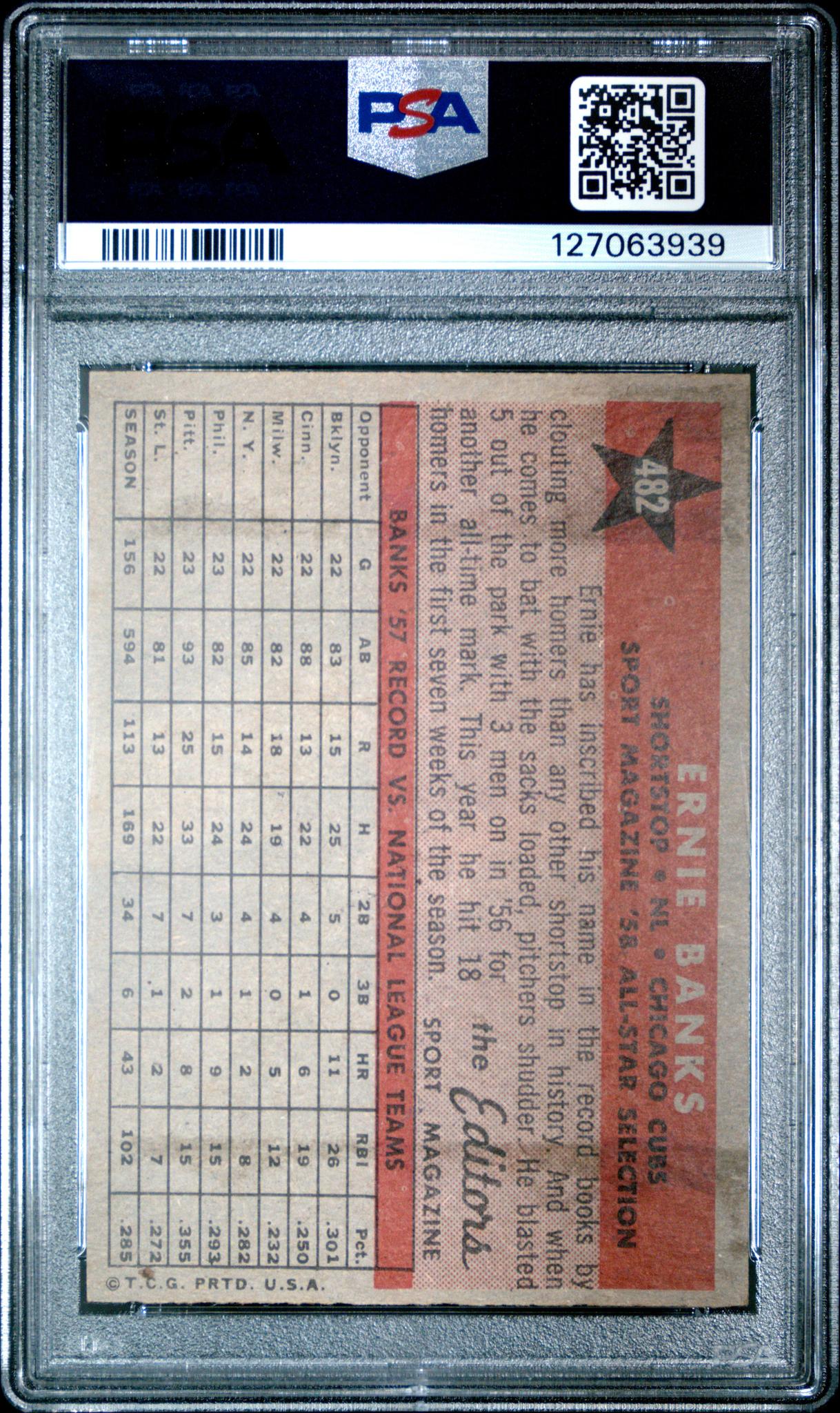 1958 Topps All Star Ernie Banks #482 PSA 4