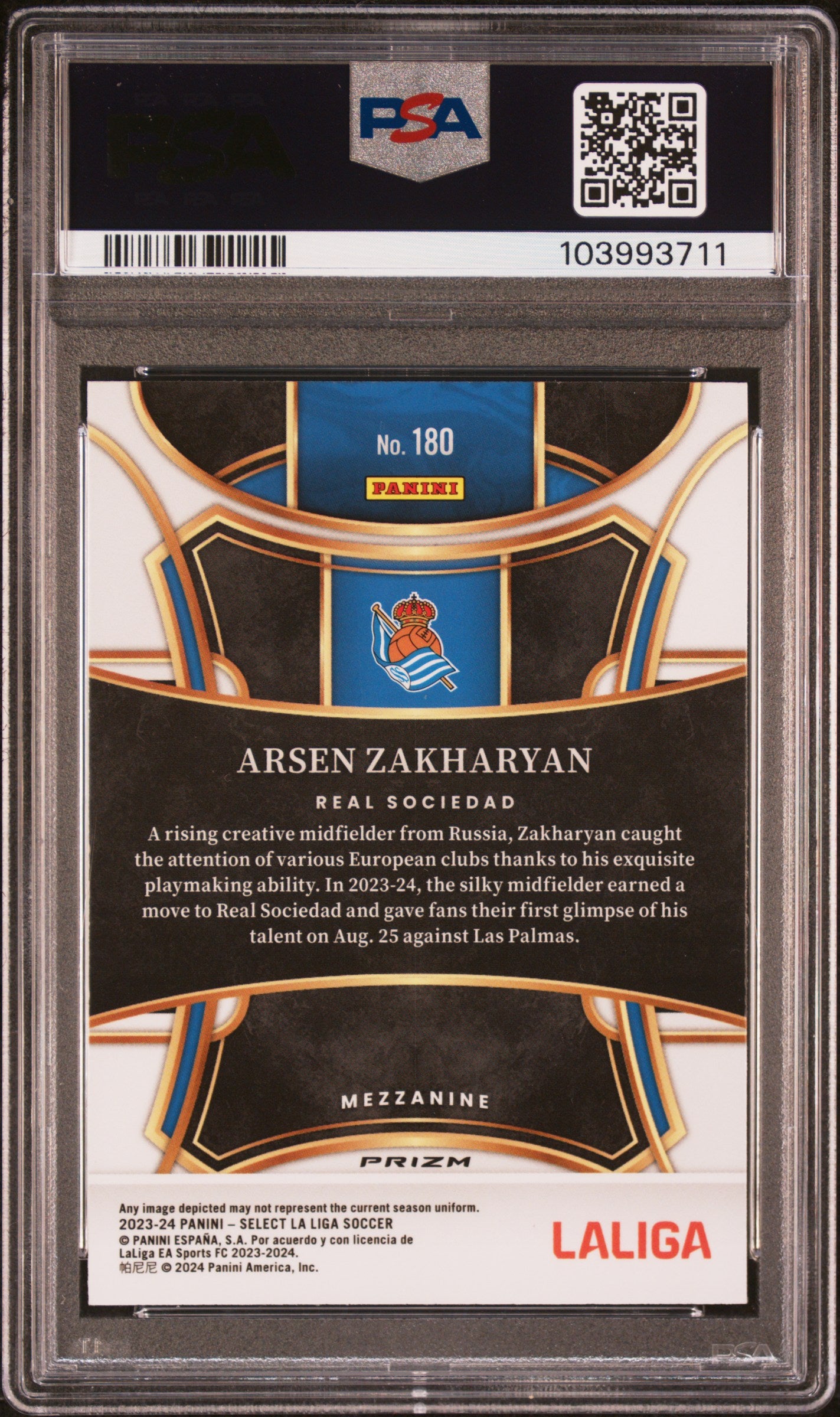2023 Panini Select La Liga White Sparkle Arsen Zakharyan #180 PSA 10 103993711