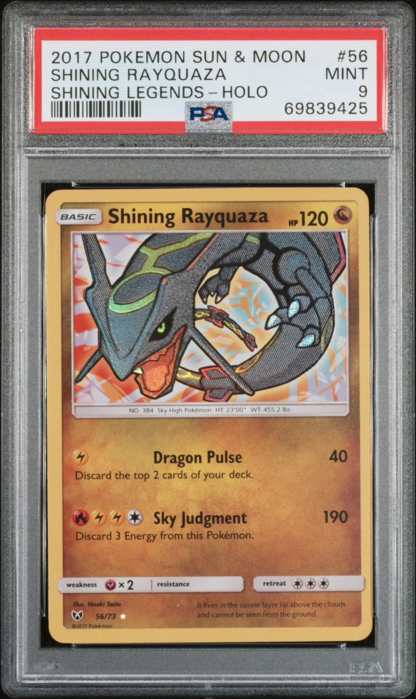 2017 Pokemon Sun and Moon Shining Legends Holo Shining Rayquaza #56 PSA 9