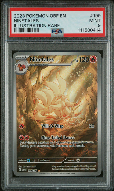 2023 Pokemon Scarlet and Violet Obsidian Flames Illustration Rare Ninetales #199 PSA 9