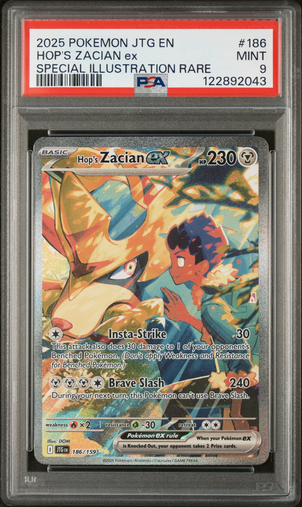 Pokémon JTG Hop's Zacian ex #186/159 Special Illustration Rare PSA 9