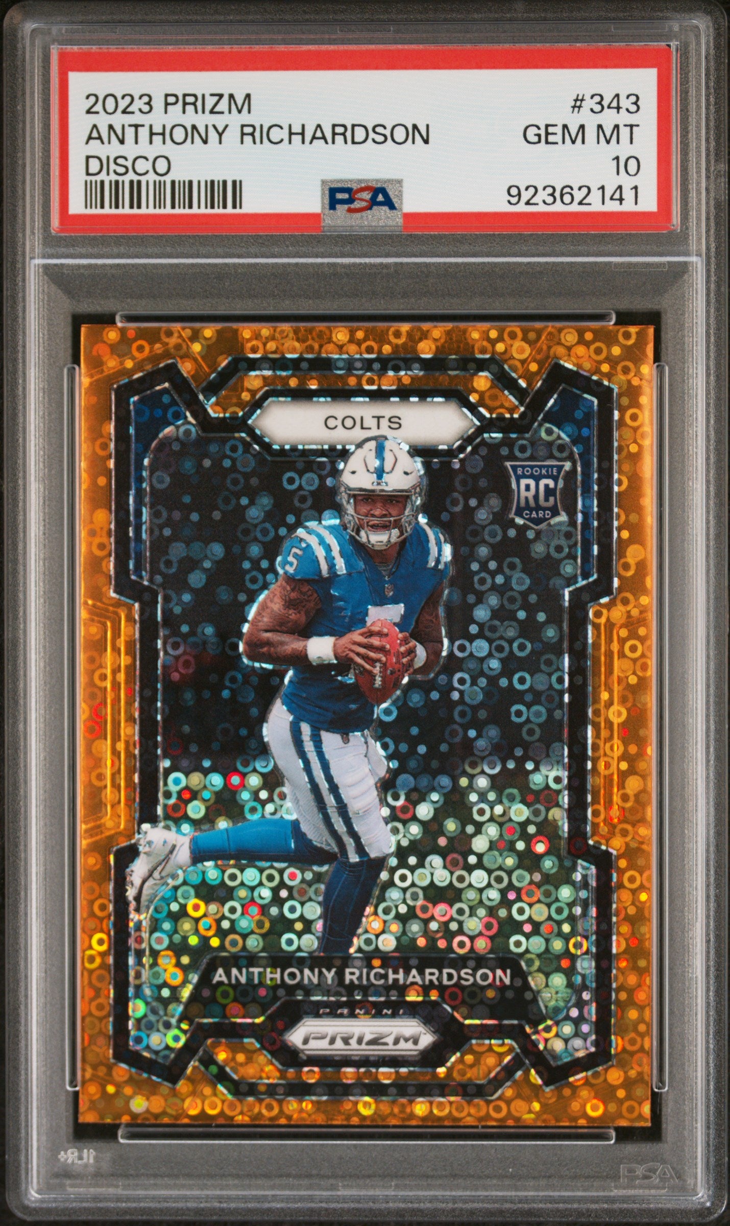 2023 Panini Prizm Disco Prizm Anthony Richardson #343 PSA 10