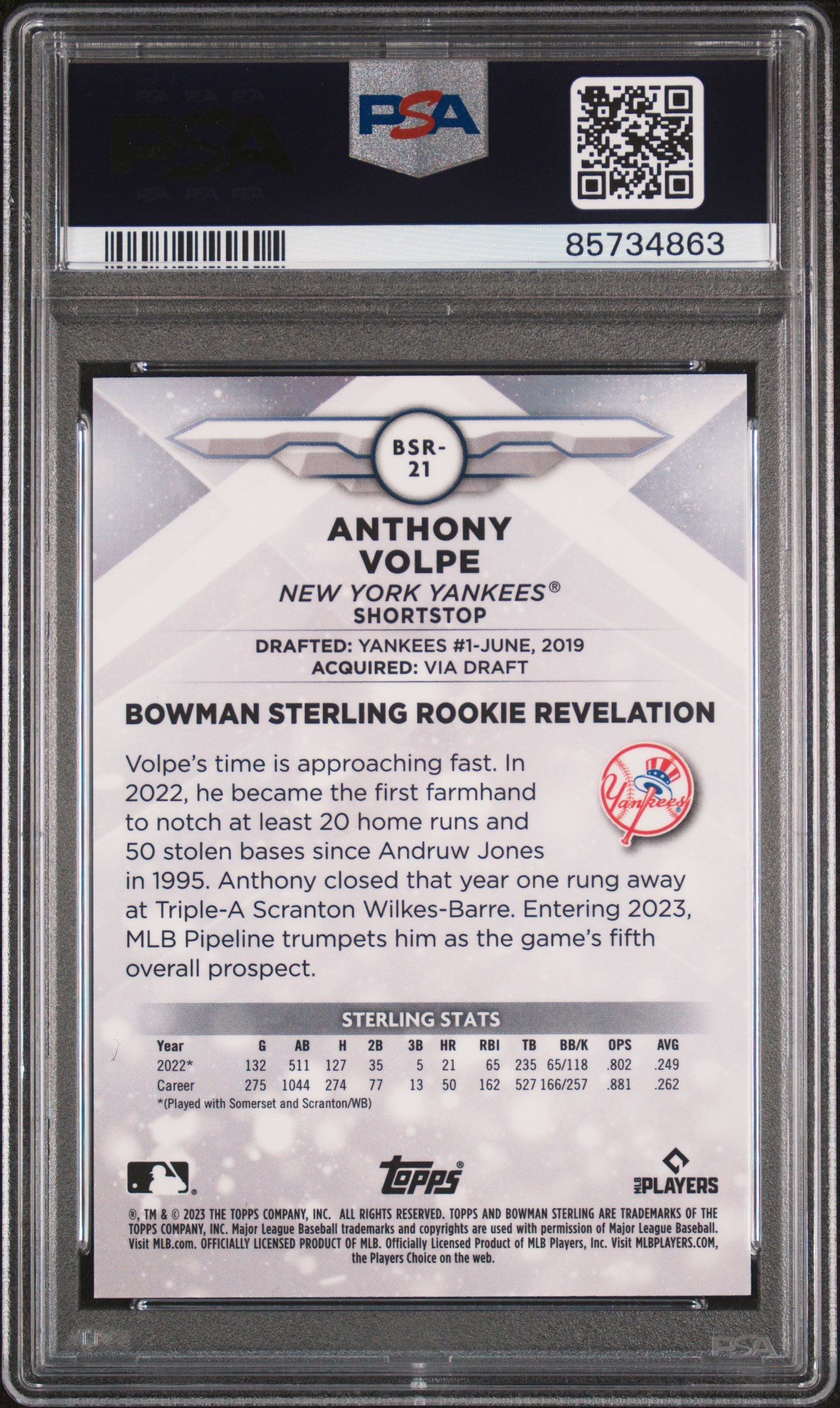 2023 Bowman Sterling Mini Diamond Anthony Volpe #BSR21 /150 PSA 10