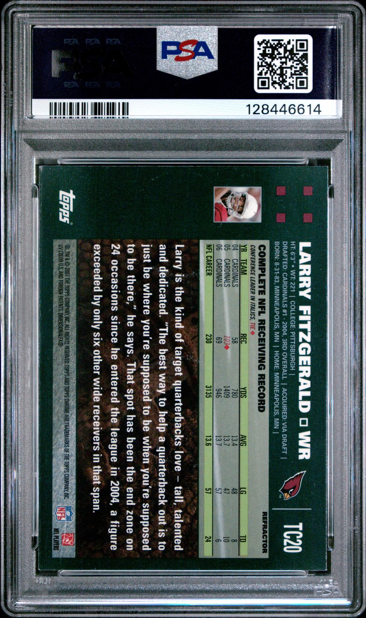 2007 Topps Chrome Refractor Larry Fitzgerald #TC20 PSA 9