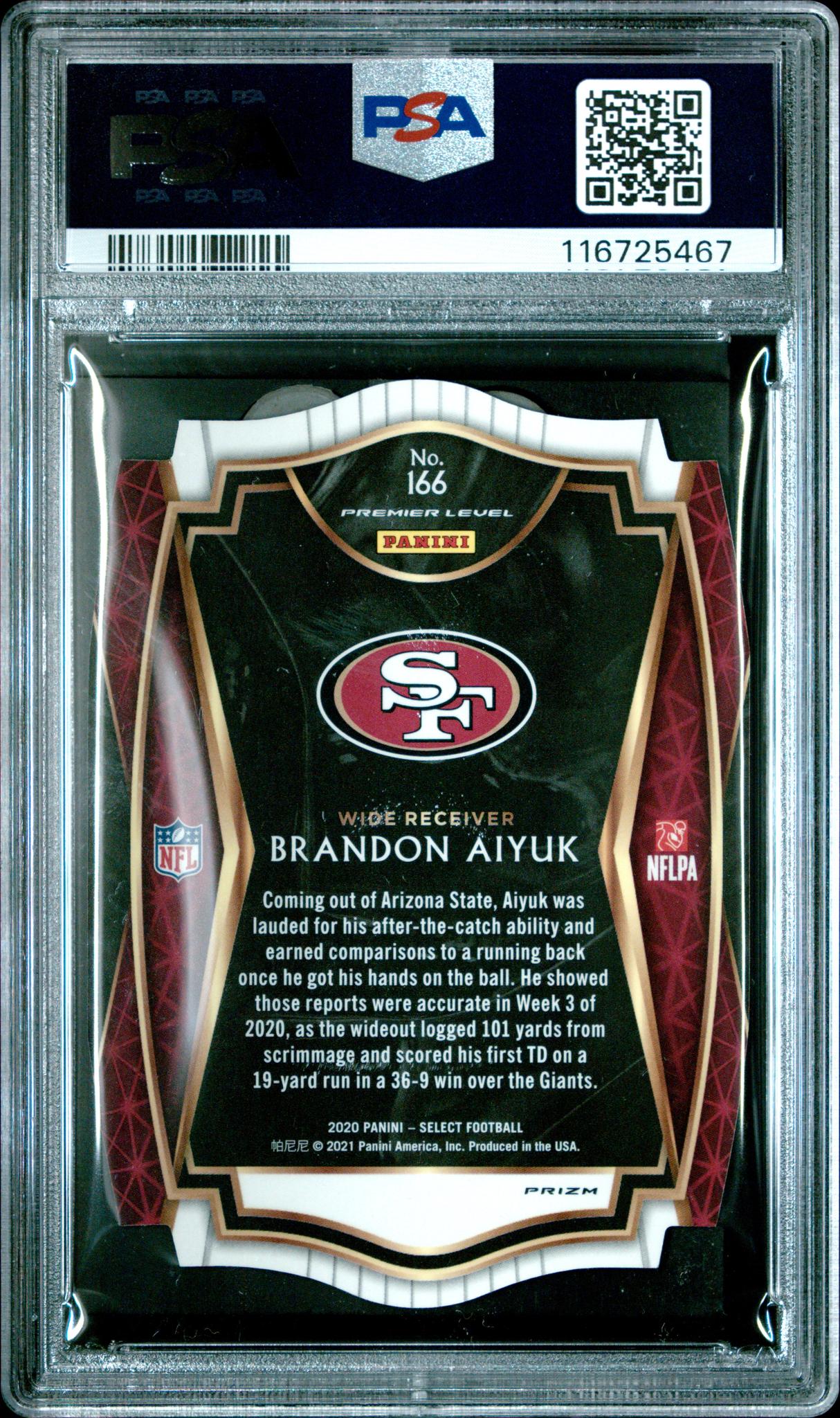 2020 Panini Select Prizm Orange Die Cut Brandon Aiyuk #166 PSA 10