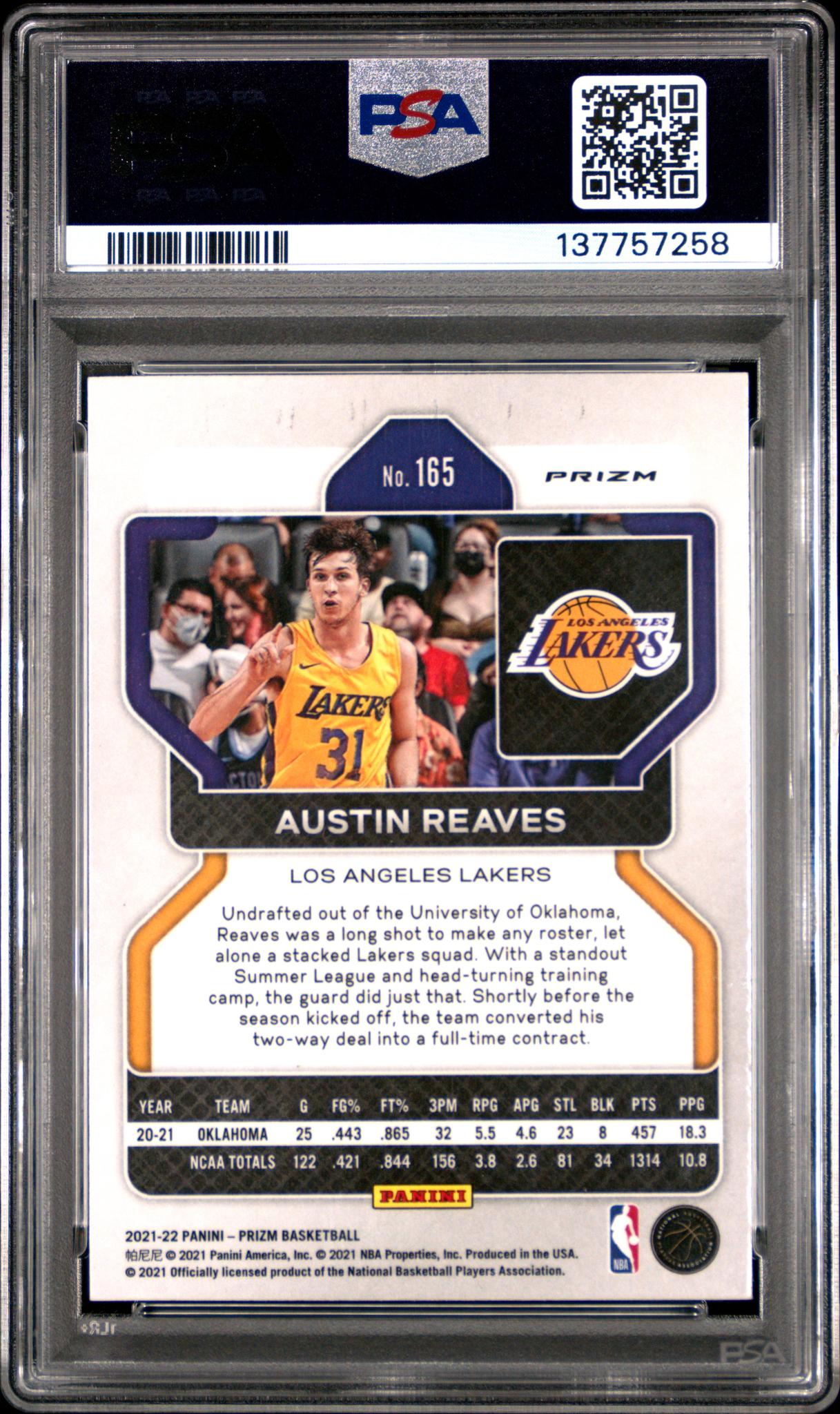 2021 Panini Prizm Silver Prizm Austin Reaves #165 PSA 8