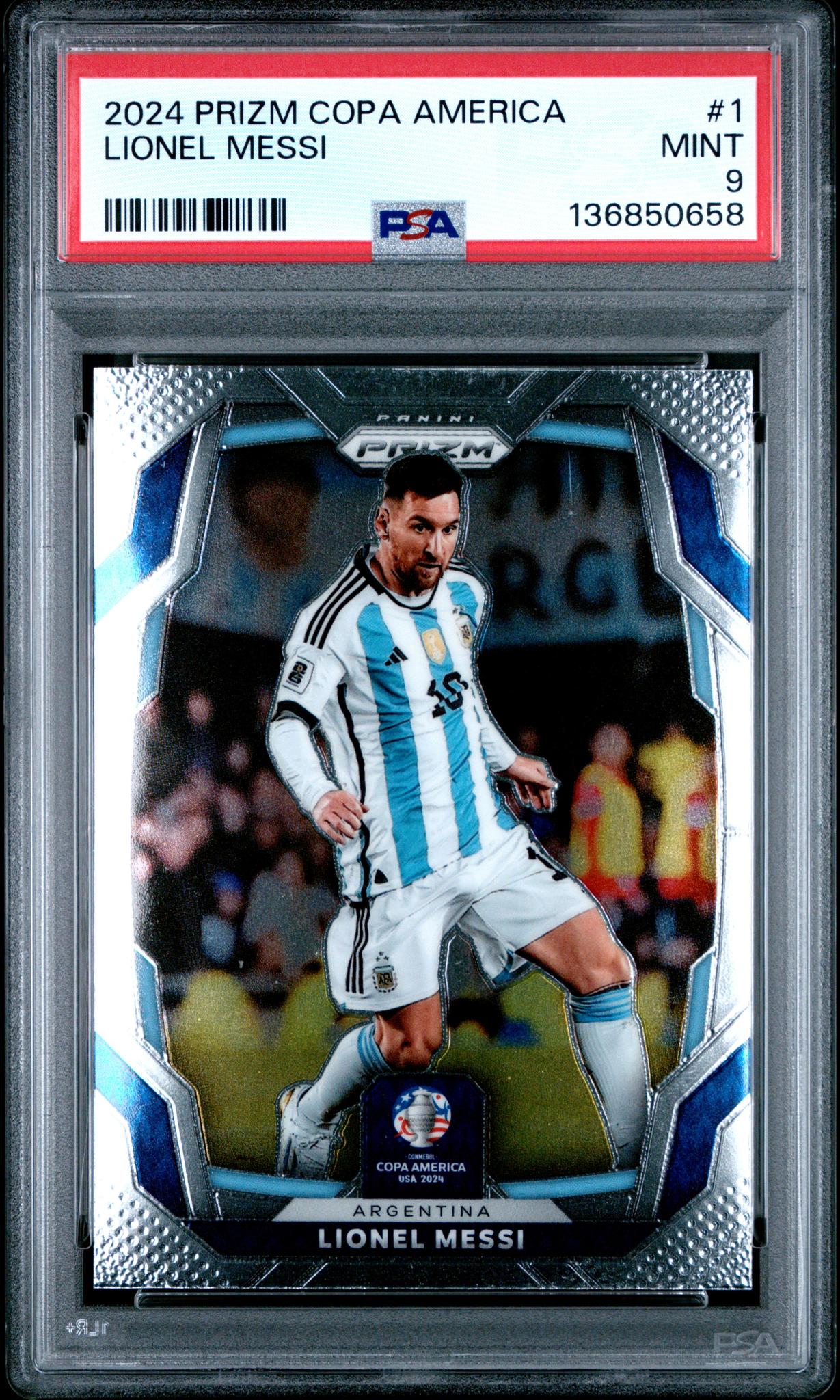 2024 Panini Prizm Conmebol Copa America Lionel Messi #1 PSA 9