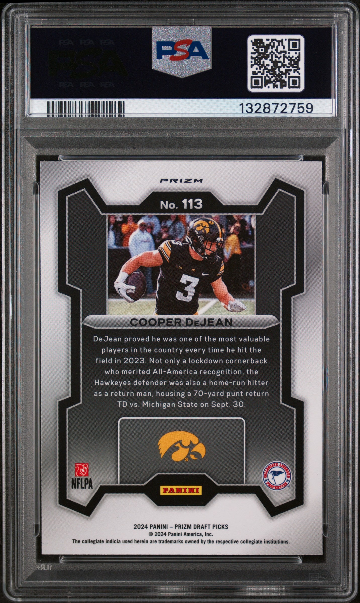 2024 Panini Prizm Draft Picks Ruby Wave Cooper Dejean #113 PSA 10