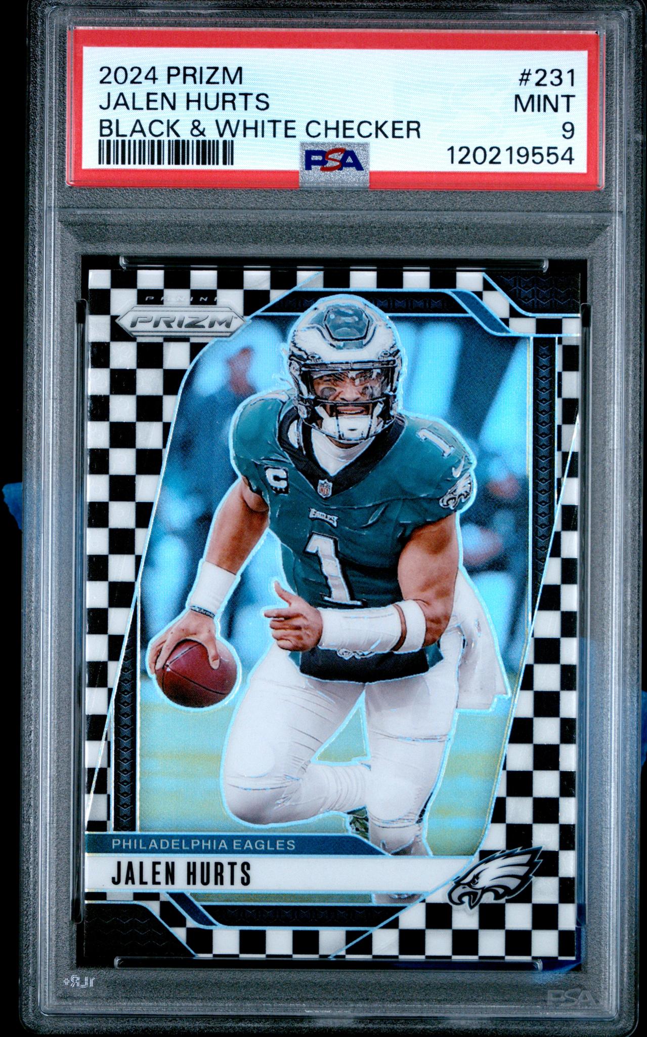 2024 Panini Prizm Black and White Checker Prizm Jalen Hurts #231 PSA 9