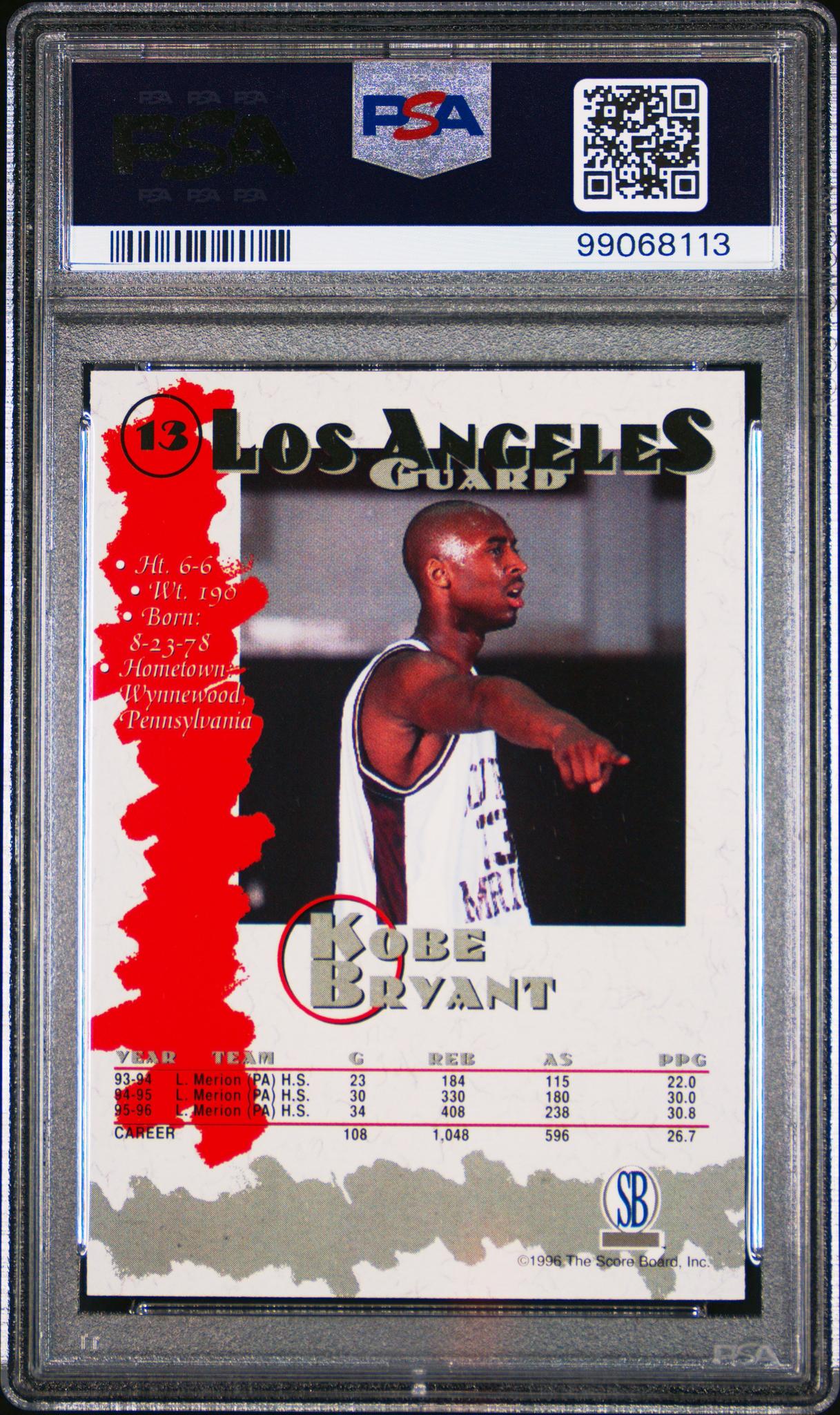 1996 Score Board Autographed Collection Kobe Bryant #13 PSA 8