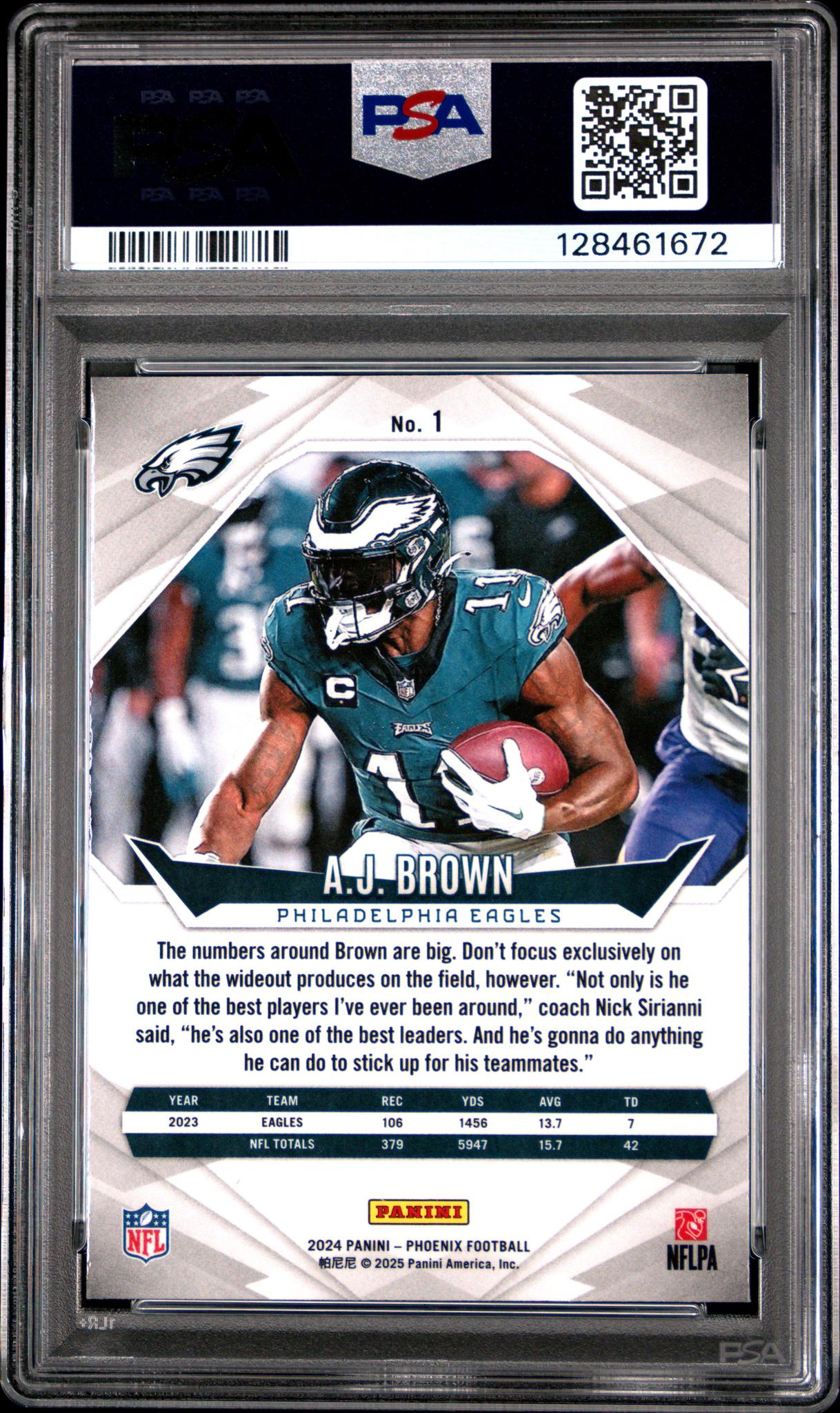 2024 Panini Phoenix Purple Fade Aj Brown #1 PSA 10