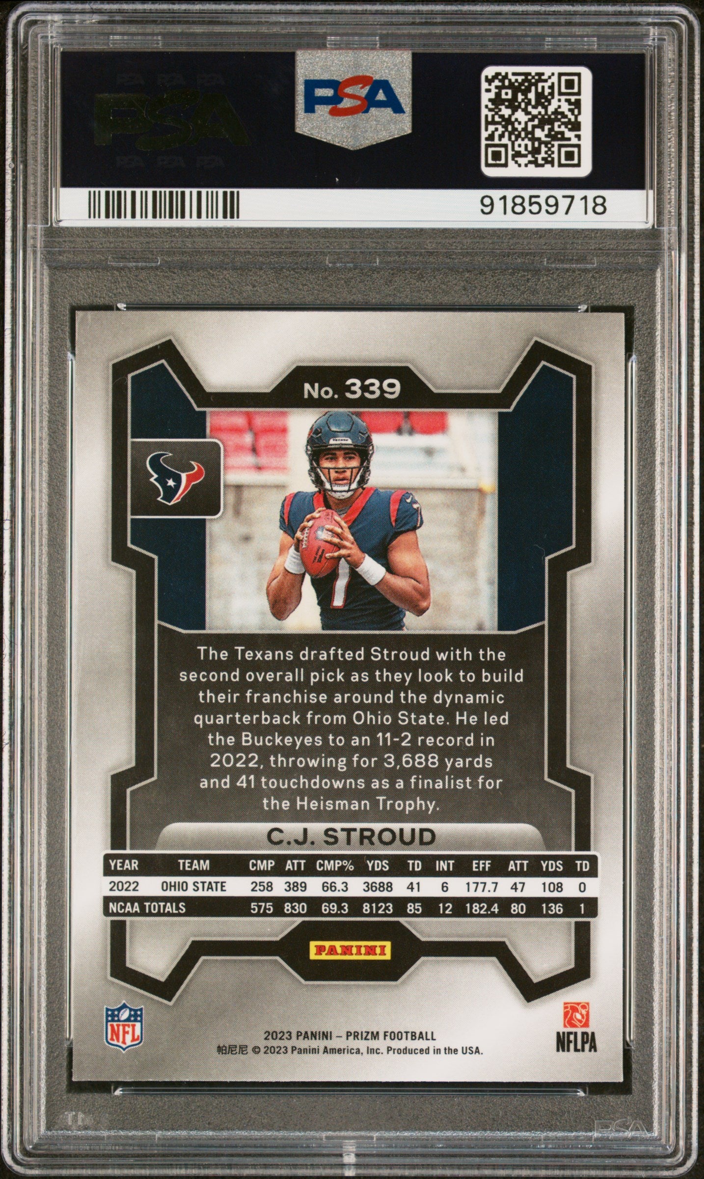 2023 Panini Prizm CJ Stroud #339 PSA 10