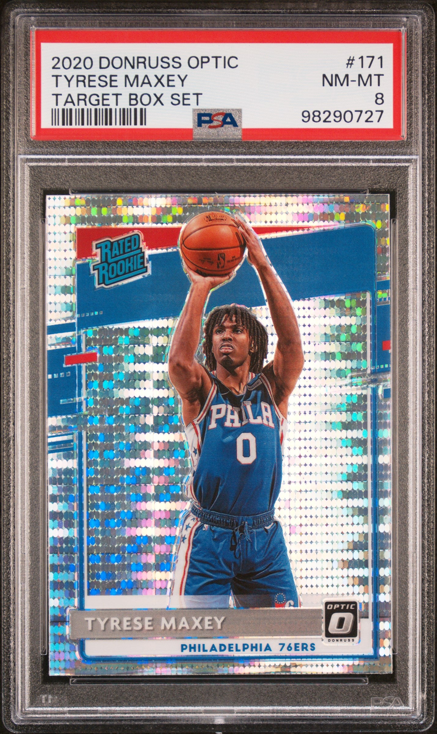 2020 Donruss Optic Target Box Set Tyrese Maxey #171 PSA 8