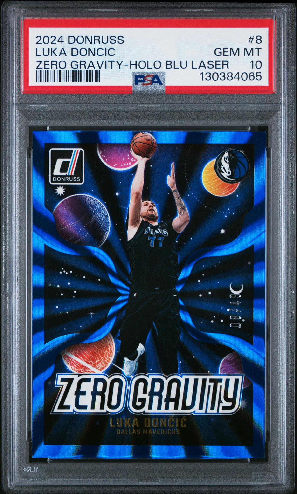 2024 Panini Donruss Zero Gravity Holo Blue Laser Luka Doncic #8 PSA 10