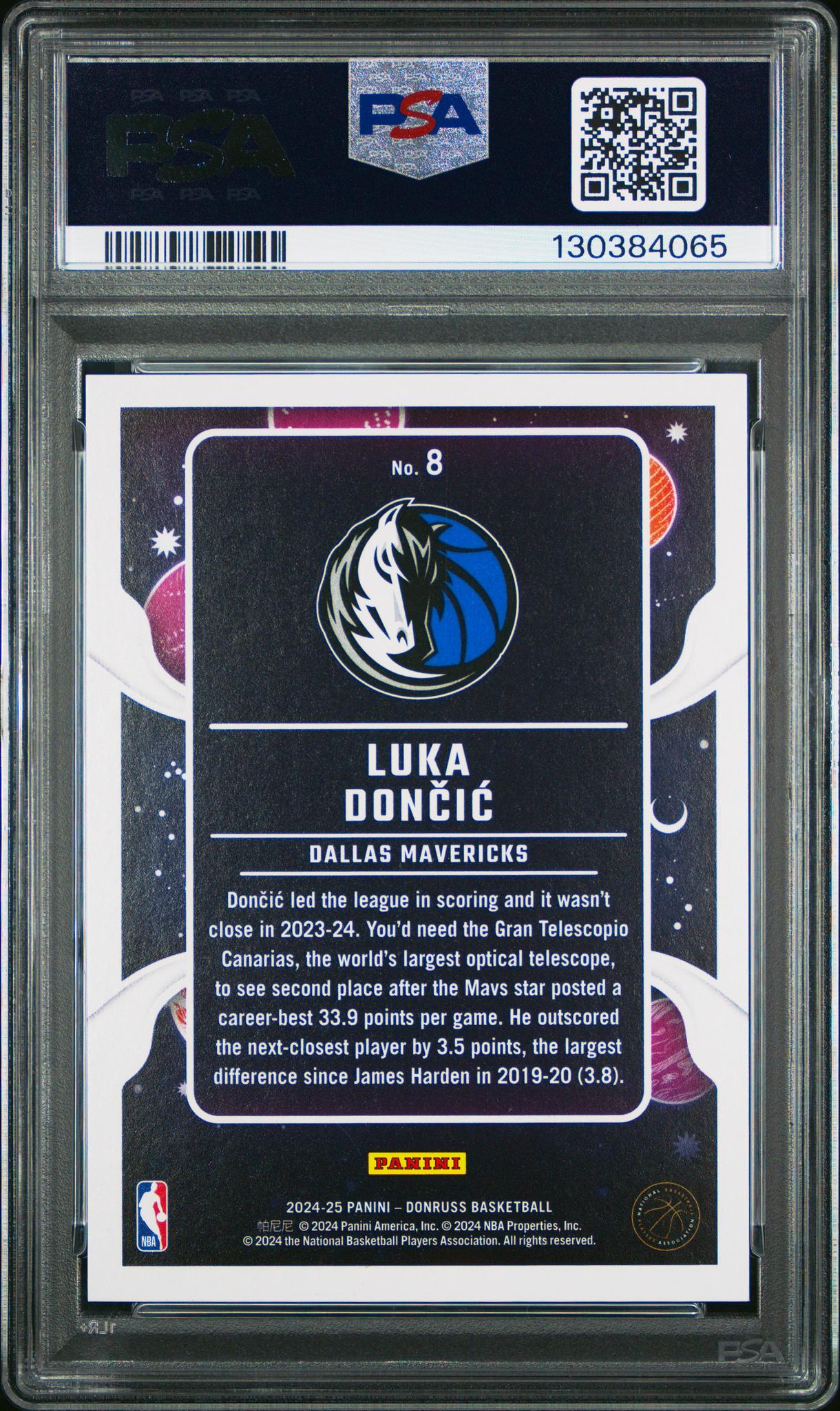 2024 Panini Donruss Zero Gravity Holo Blue Laser Luka Doncic #8 PSA 10