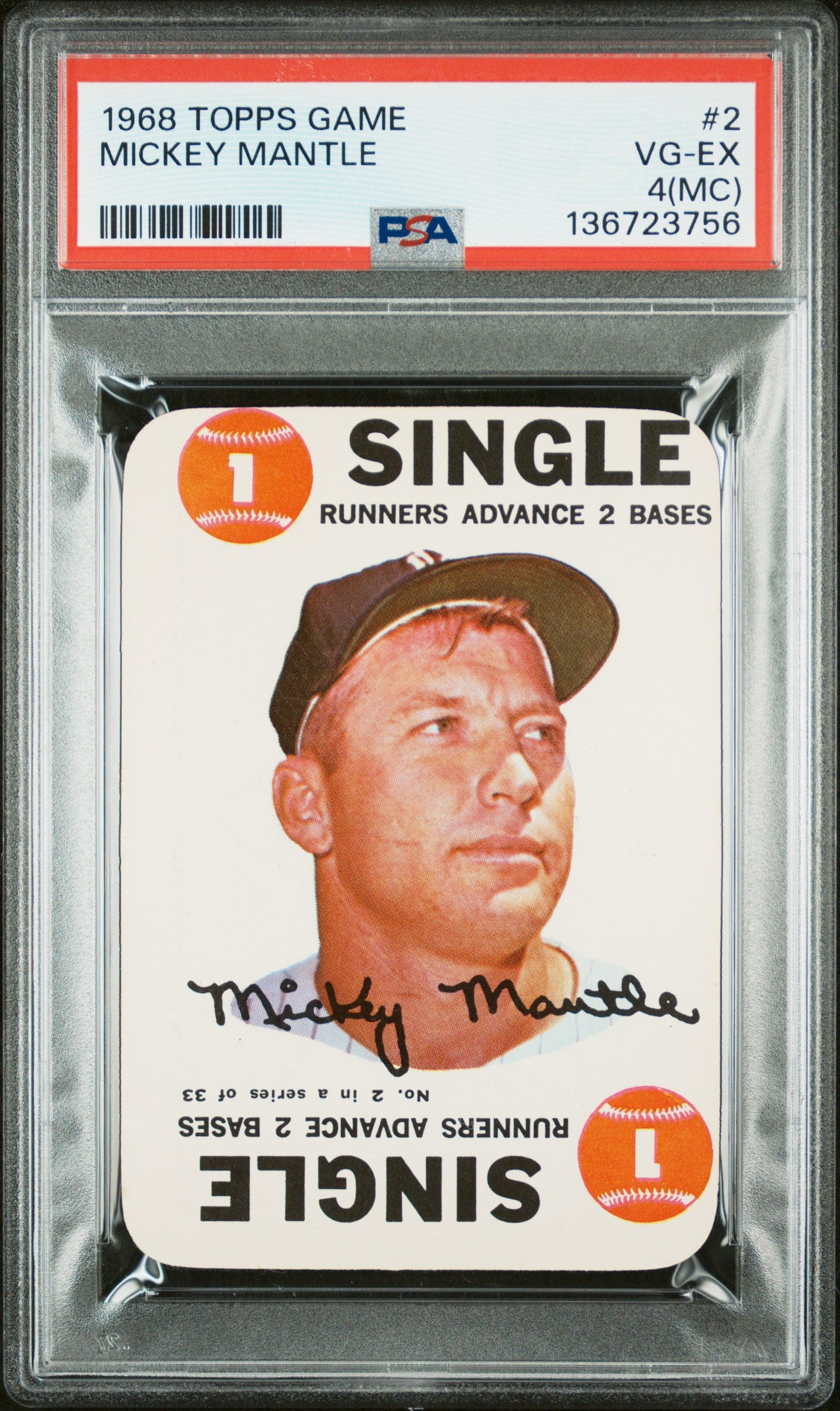 1968 Topps Game Mickey Mantle #2 PSA 4
