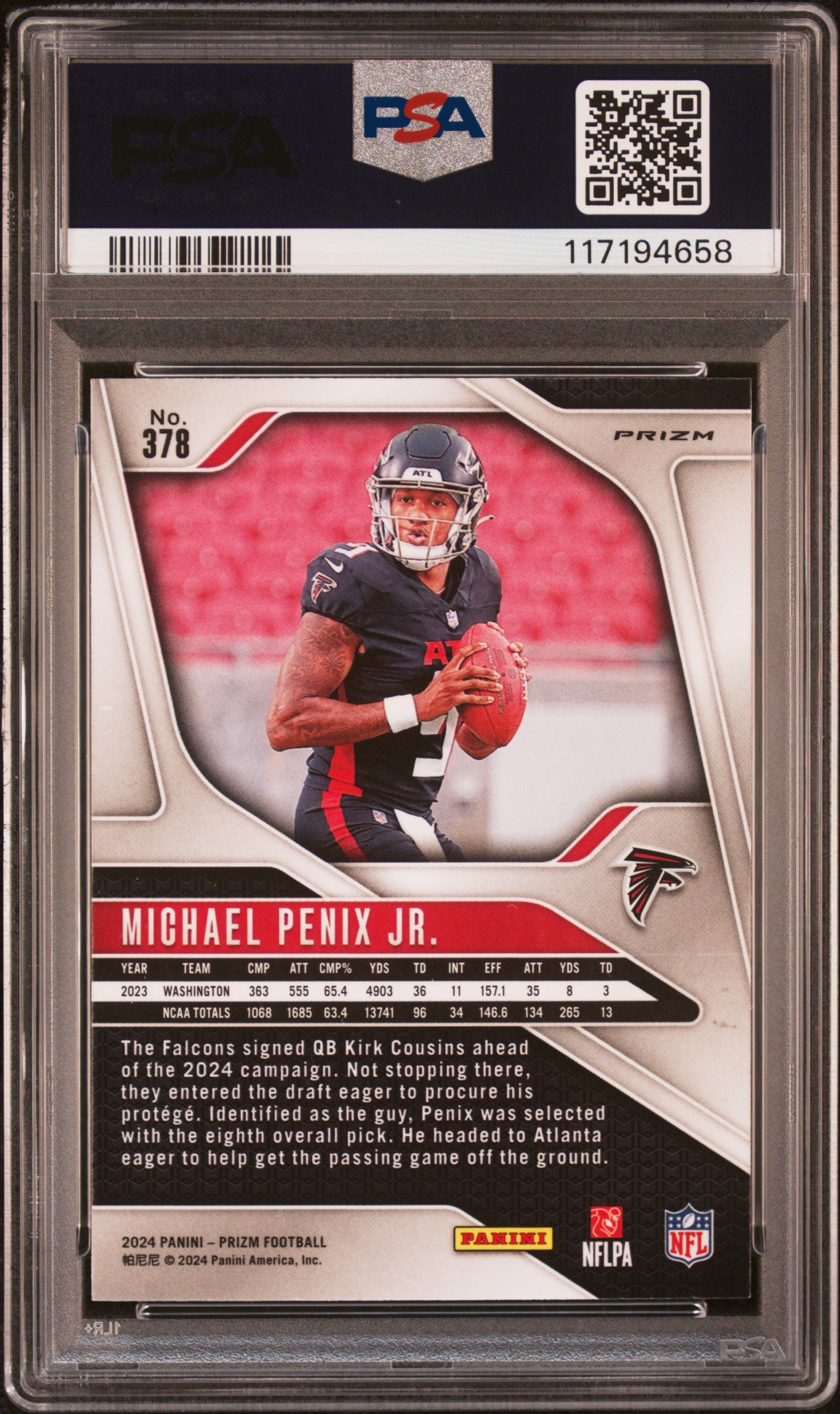 2024 Panini Prizm Pink Wave Michael Penix Jr. #378 PSA 10