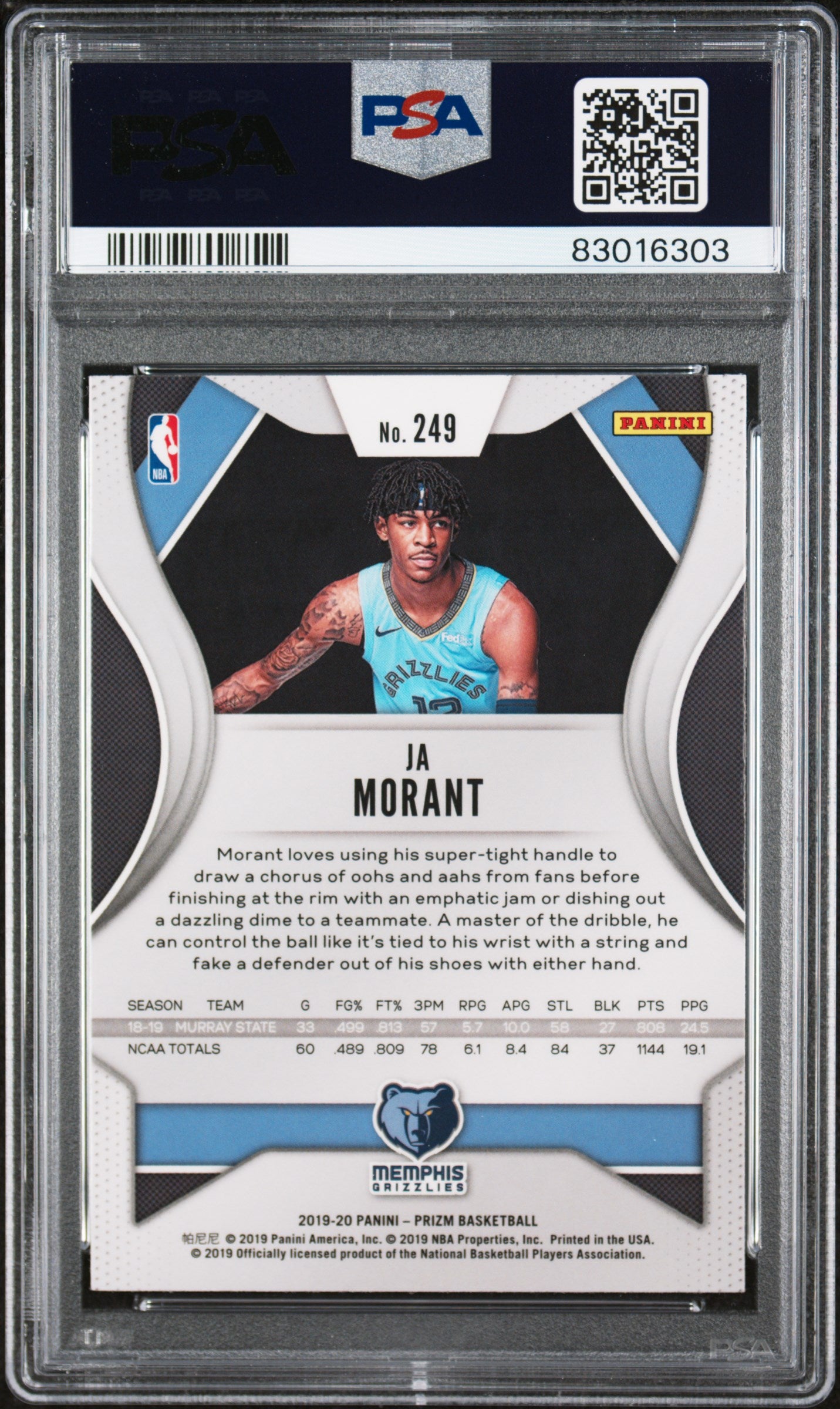 2019 Panini Prizm Ja Morant #249 PSA 10