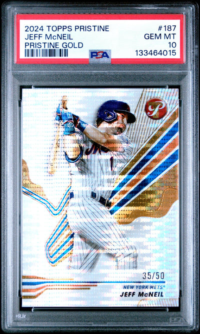 2024 Topps Pristine Gold Pristine Refractor Jeff Mcneil #187 /50 PSA 10