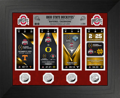 Highland Mint Ohio State 2024 CFP Champions Deluxe Road to Championship Silver Photo Mint - Limited Edition /1,000