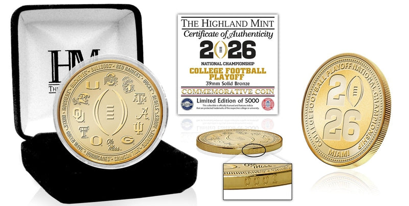 Highland Mint 2025-26 College Football Playoffs 12 Team Bronze Coin - Limited Edition /5,000