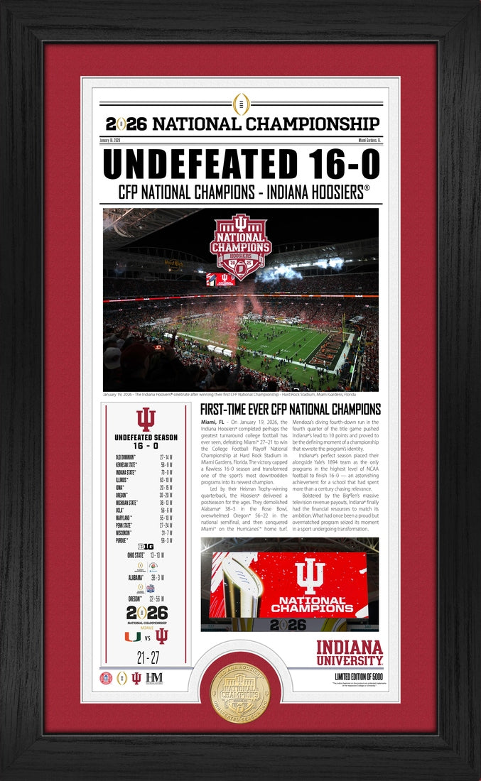 Highland Mint Indiana Hoosiers 2025-26 CFP Champions Front Page News Cover Bronze Coin Photo Mint - Limited Edition /500